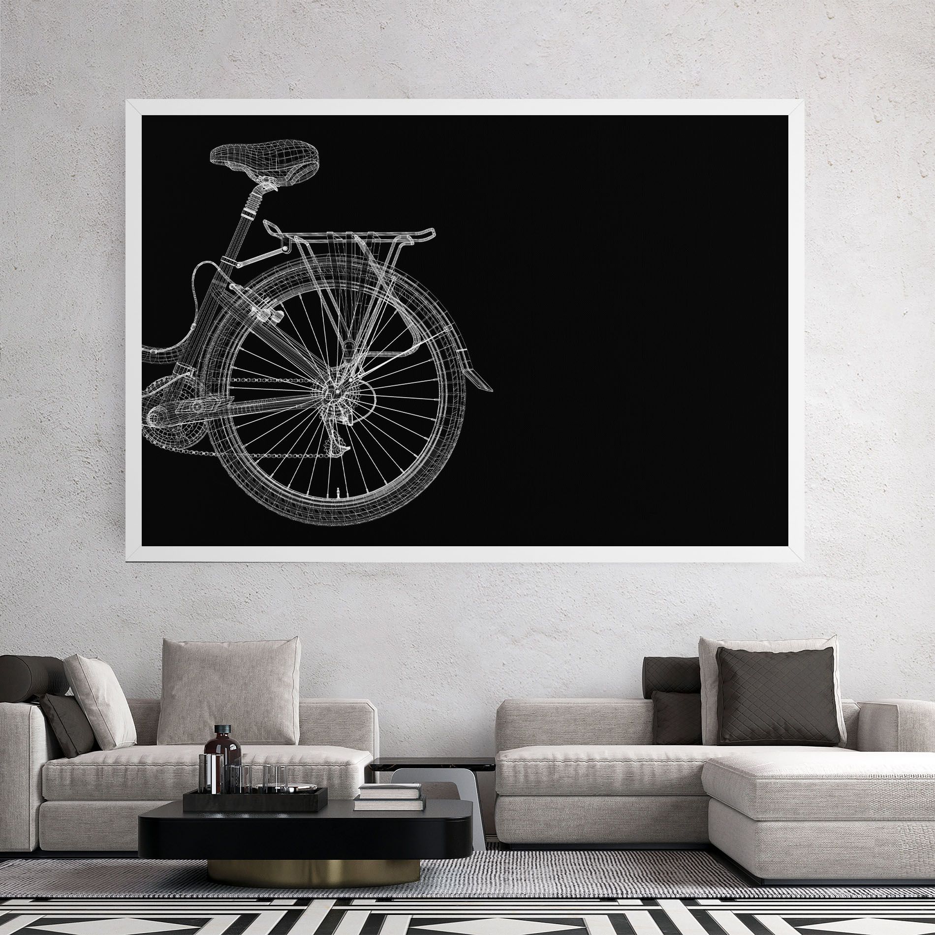3d Wire Model Bike mockup 2