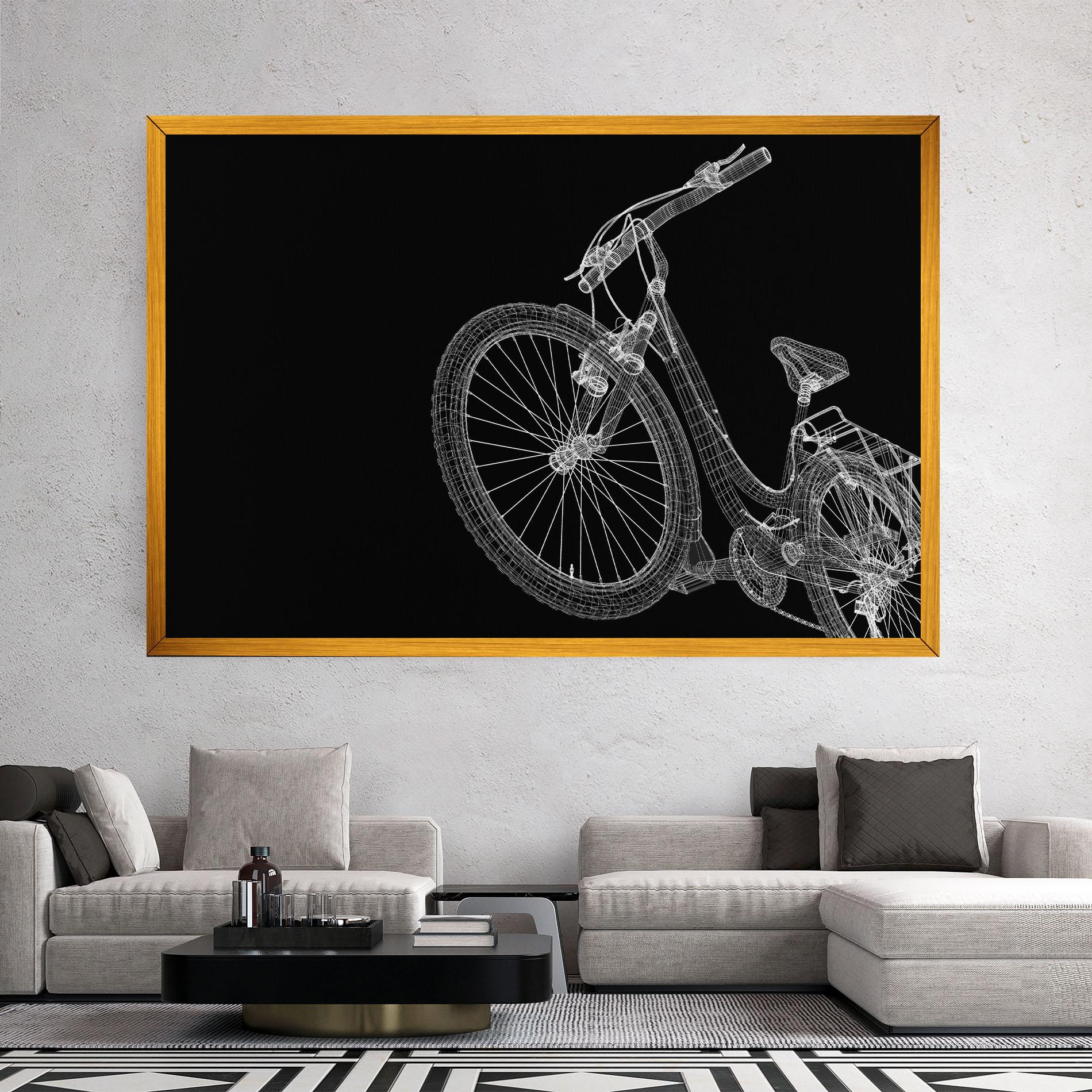 Картина на платно 3d Bike Model On Black mockup 2