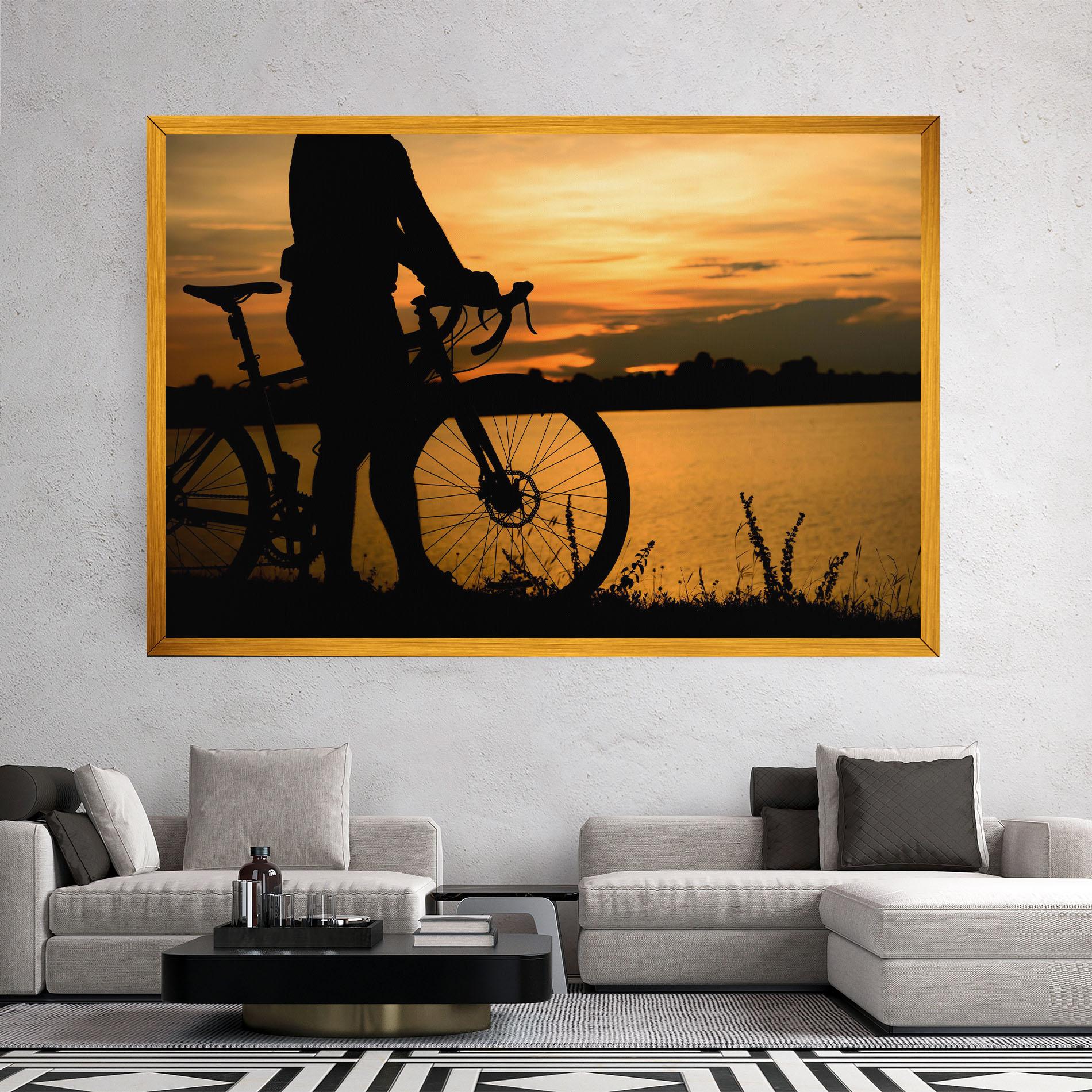 Картина на платно Bicycle Sunset Silhouette mockup 2