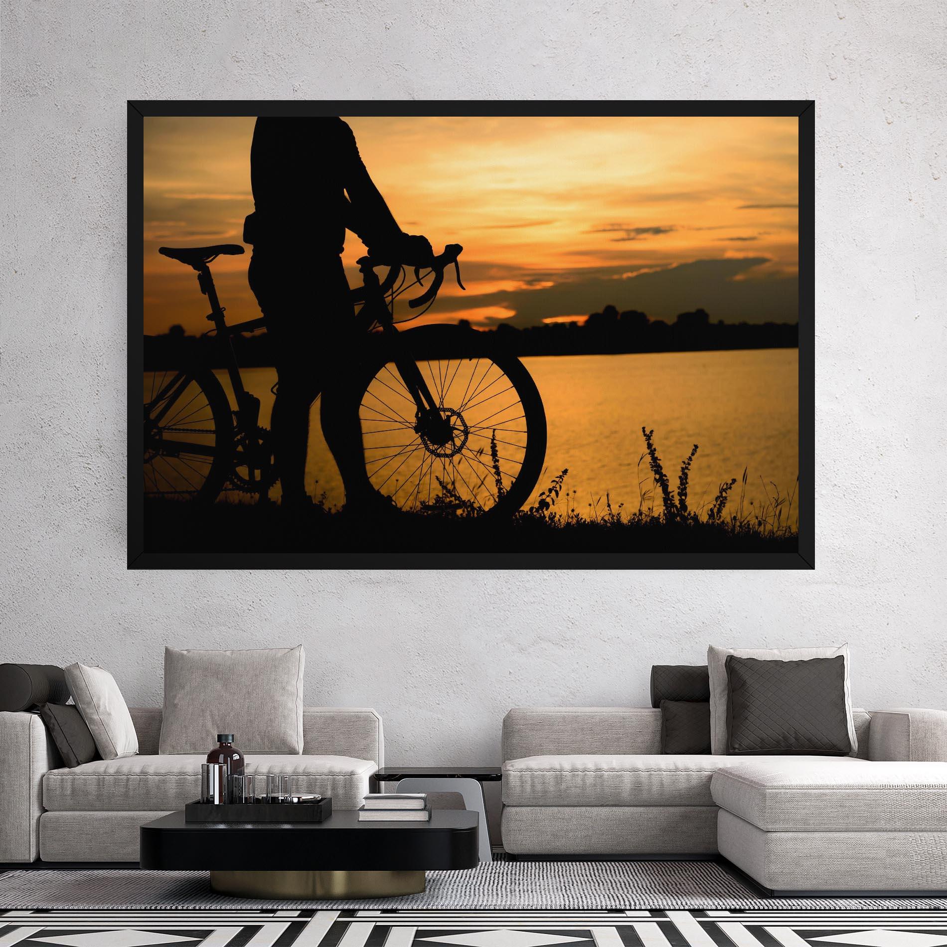 Картина на платно Bicycle Sunset Silhouette mockup 2