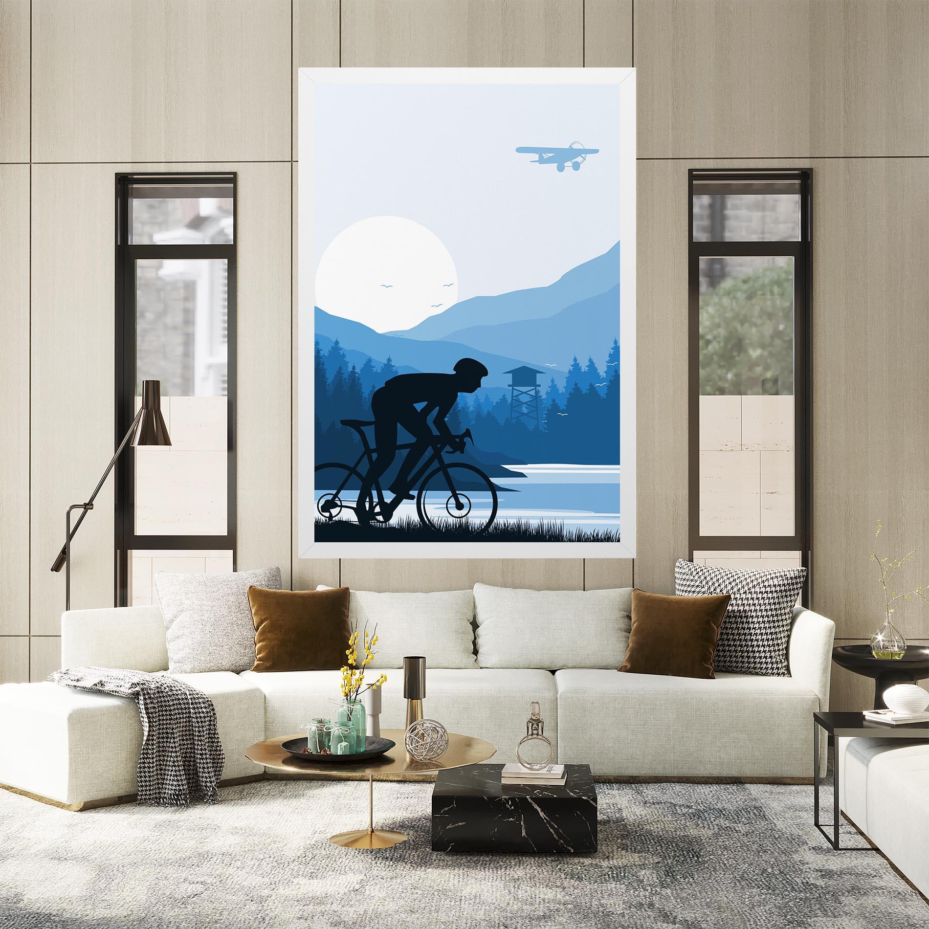 Картина на платно Blue Light Bike mockup 2