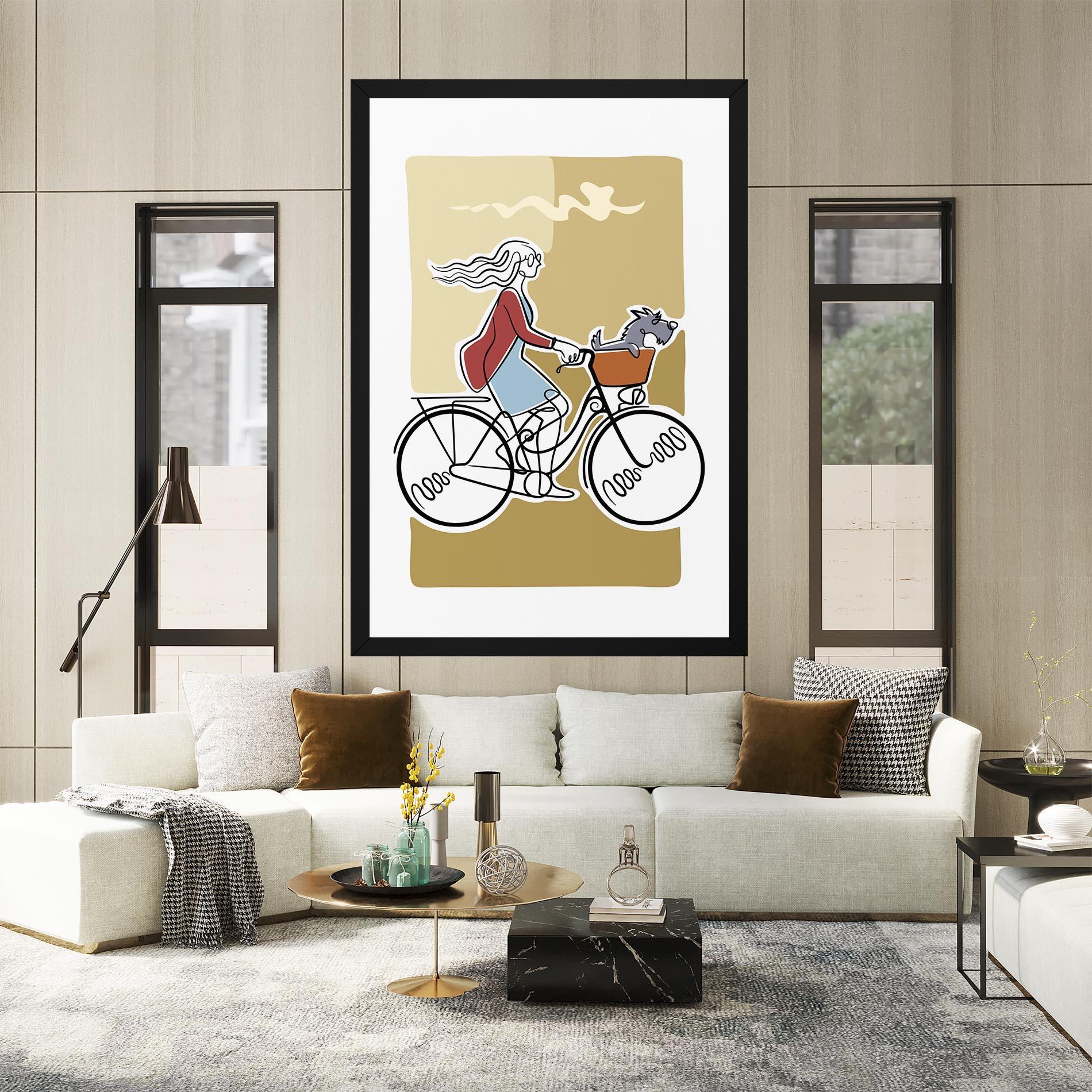 Картина на платно Dog On Bike mockup 2
