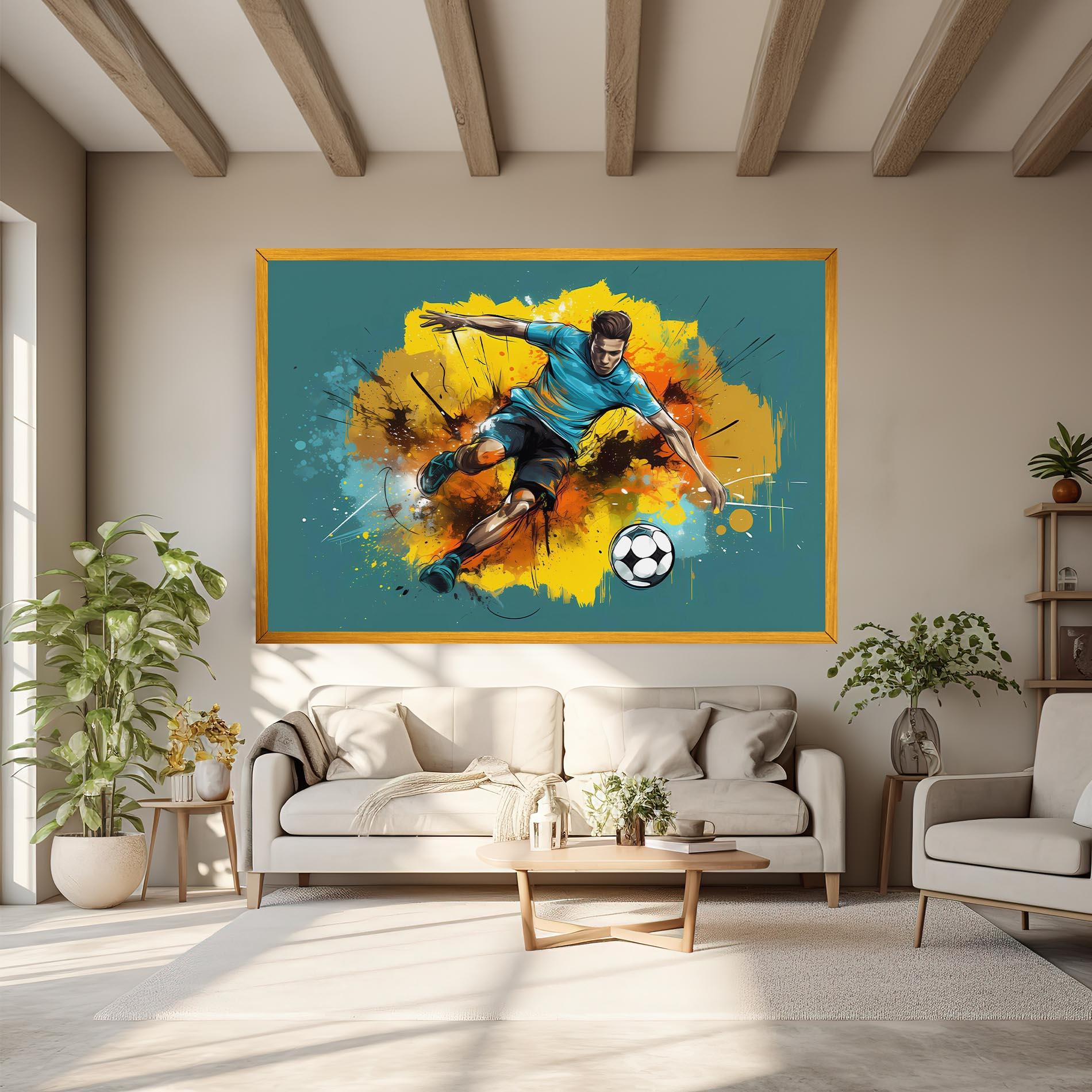 Картина на платно Football Player Painting mockup 6