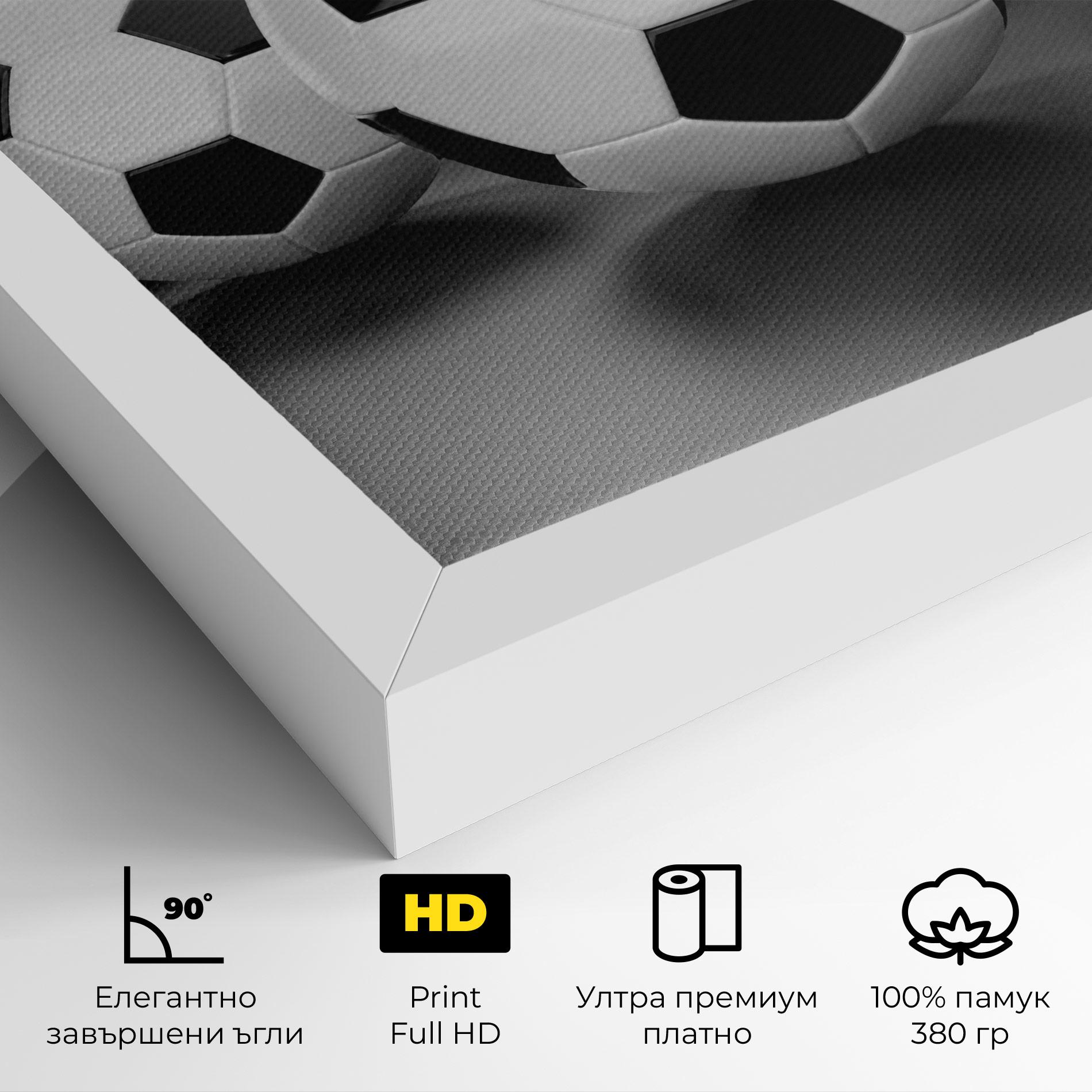 Картина на платно Black White Football mockup 4