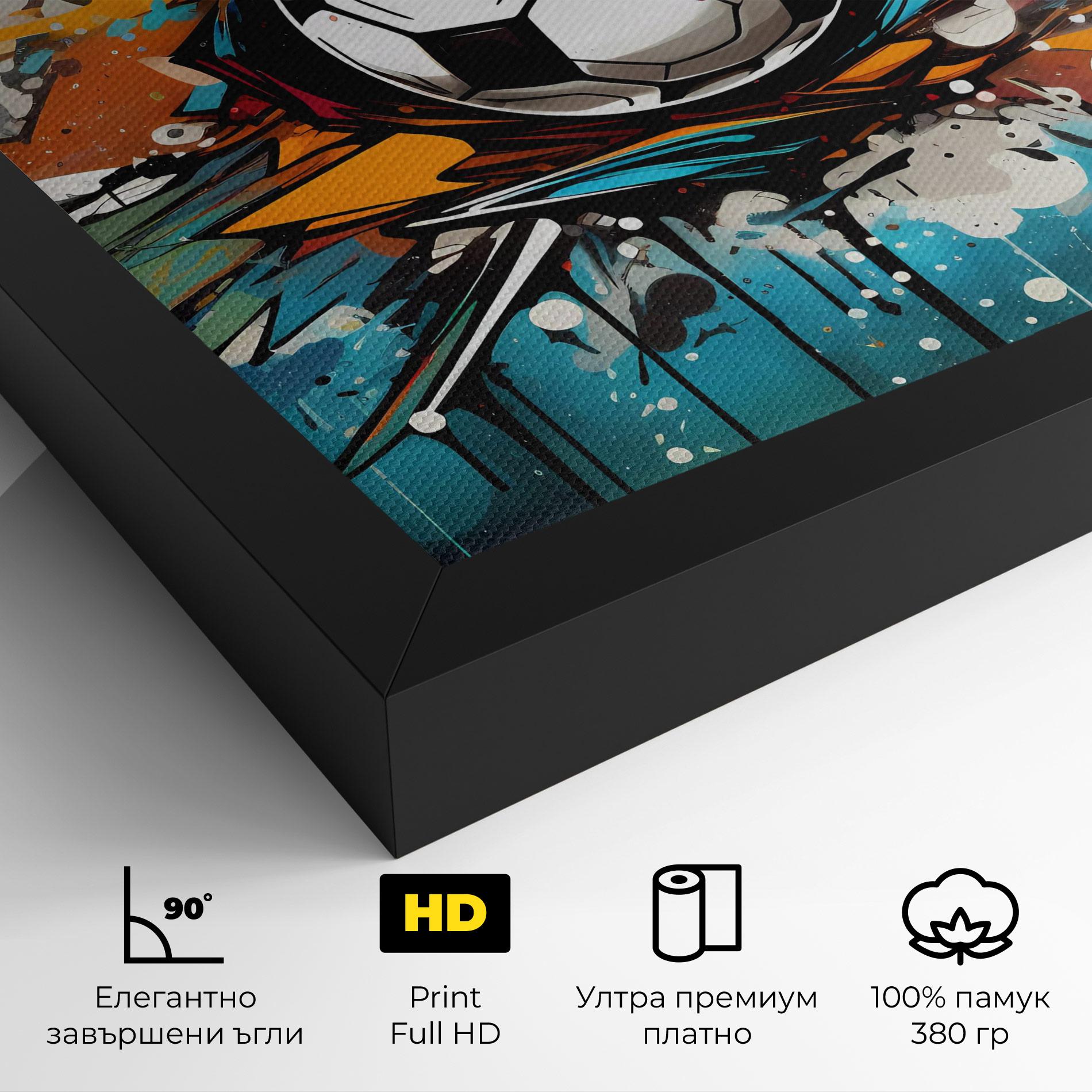 Картина на платно Football Graffiti Style mockup 4