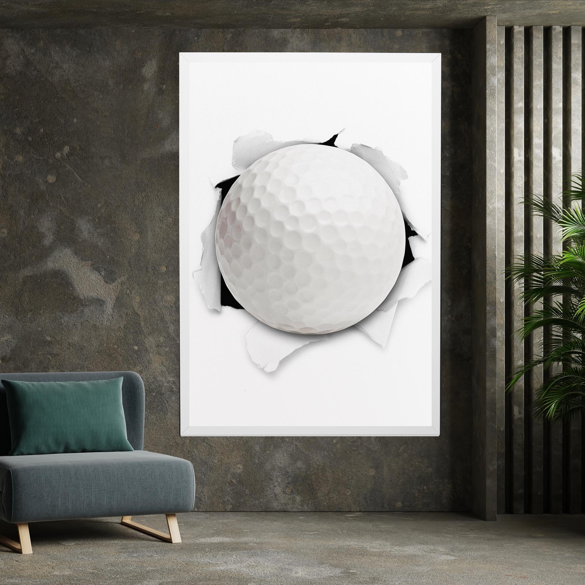 Картина на платно Golf Ball Bursting Hole mockup 7