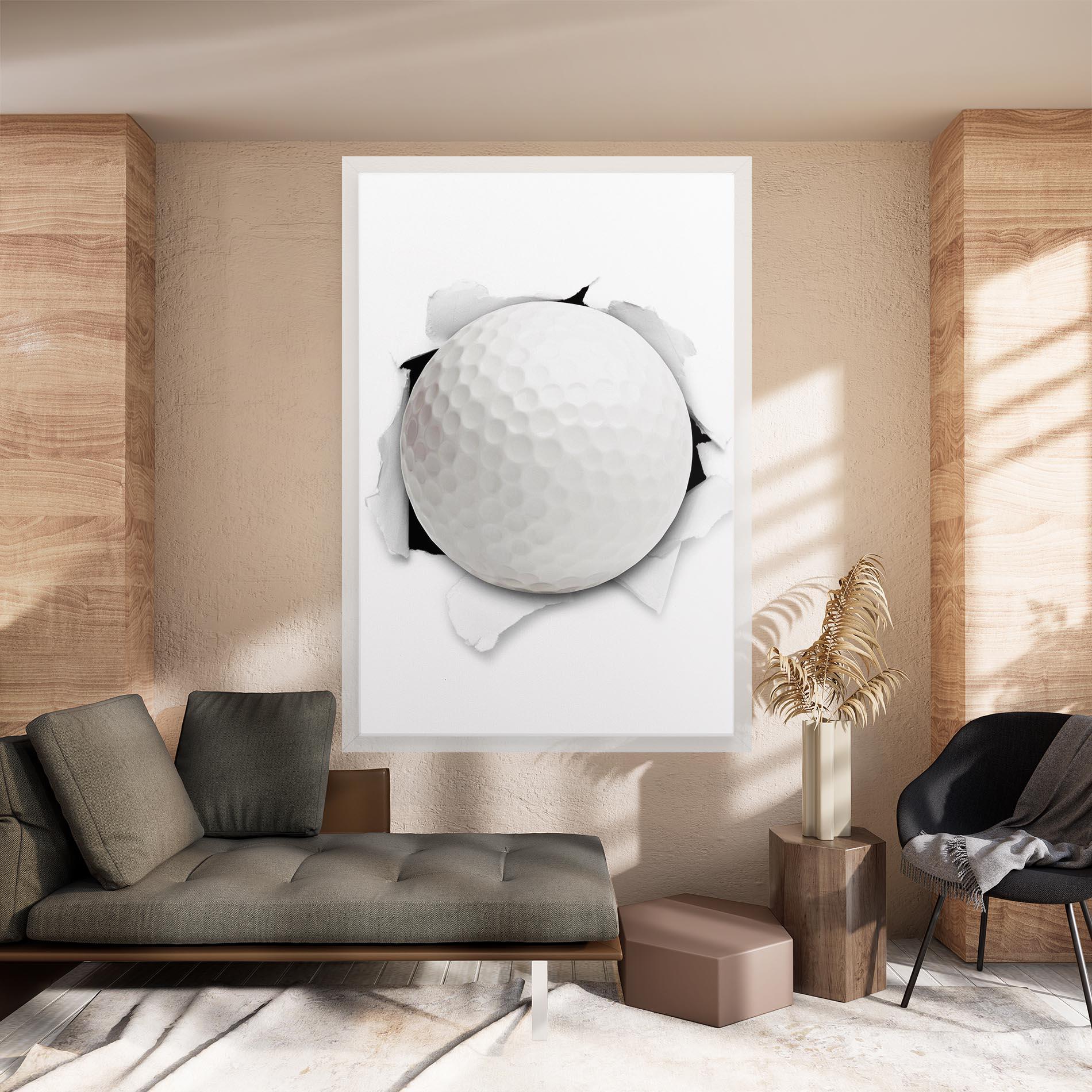 Картина на платно Golf Ball Bursting Hole mockup 8