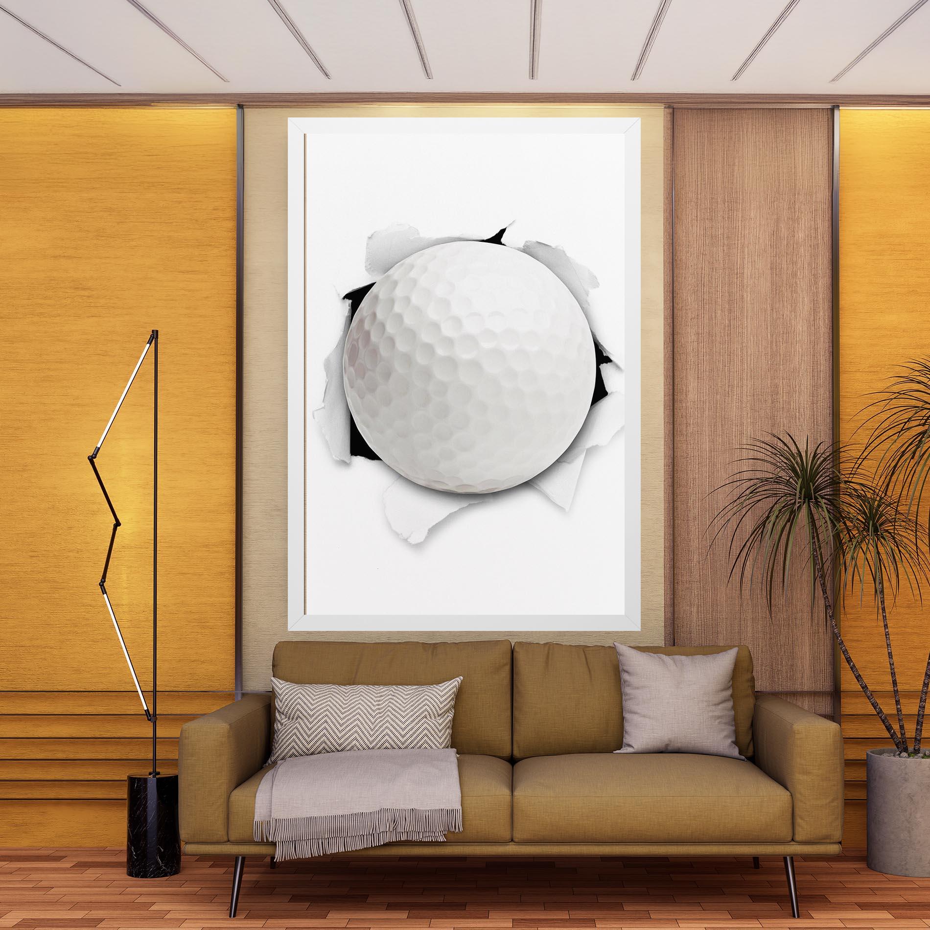 Картина на платно Golf Ball Bursting Hole mockup 9