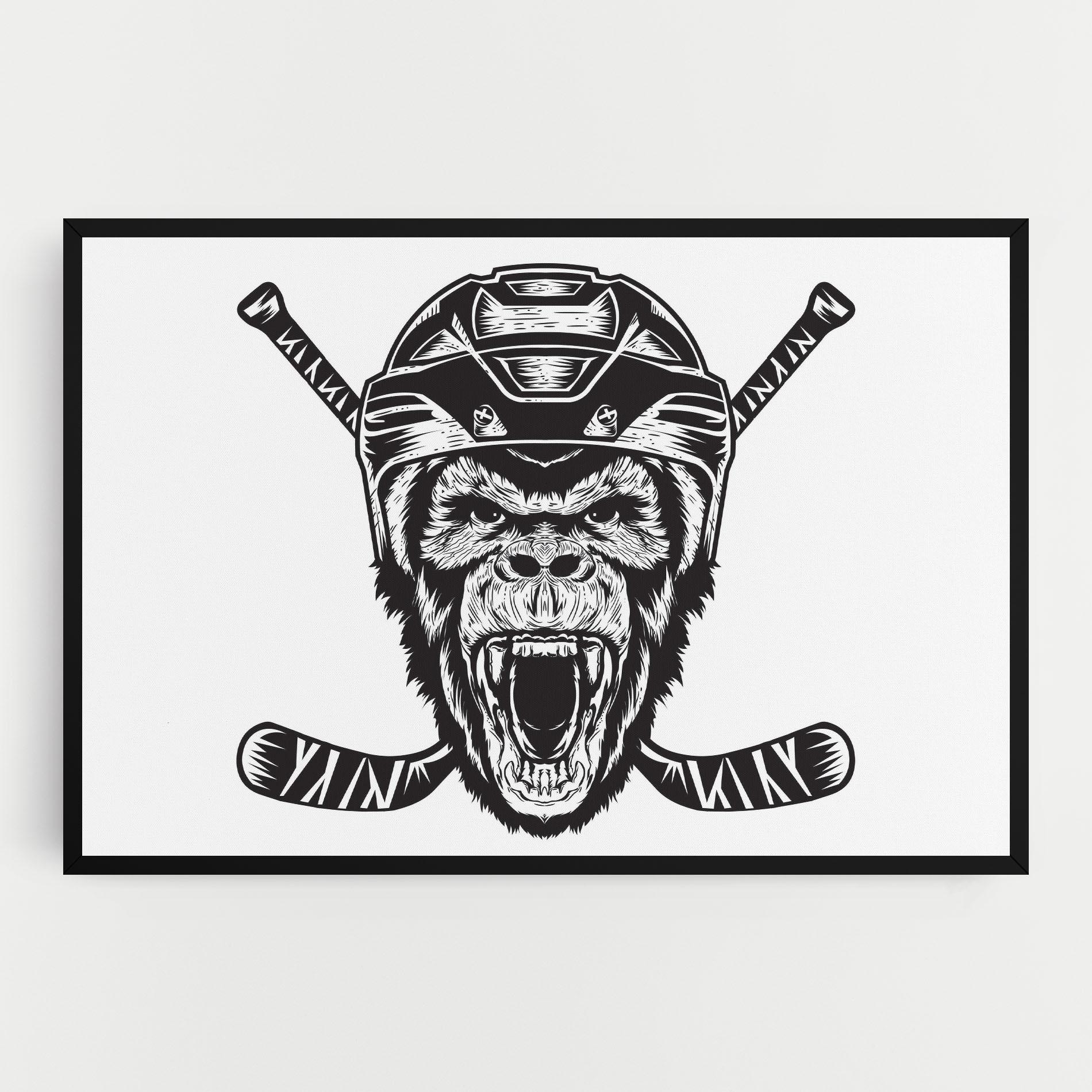 Картина на платно Monkey Hockey mockup 0