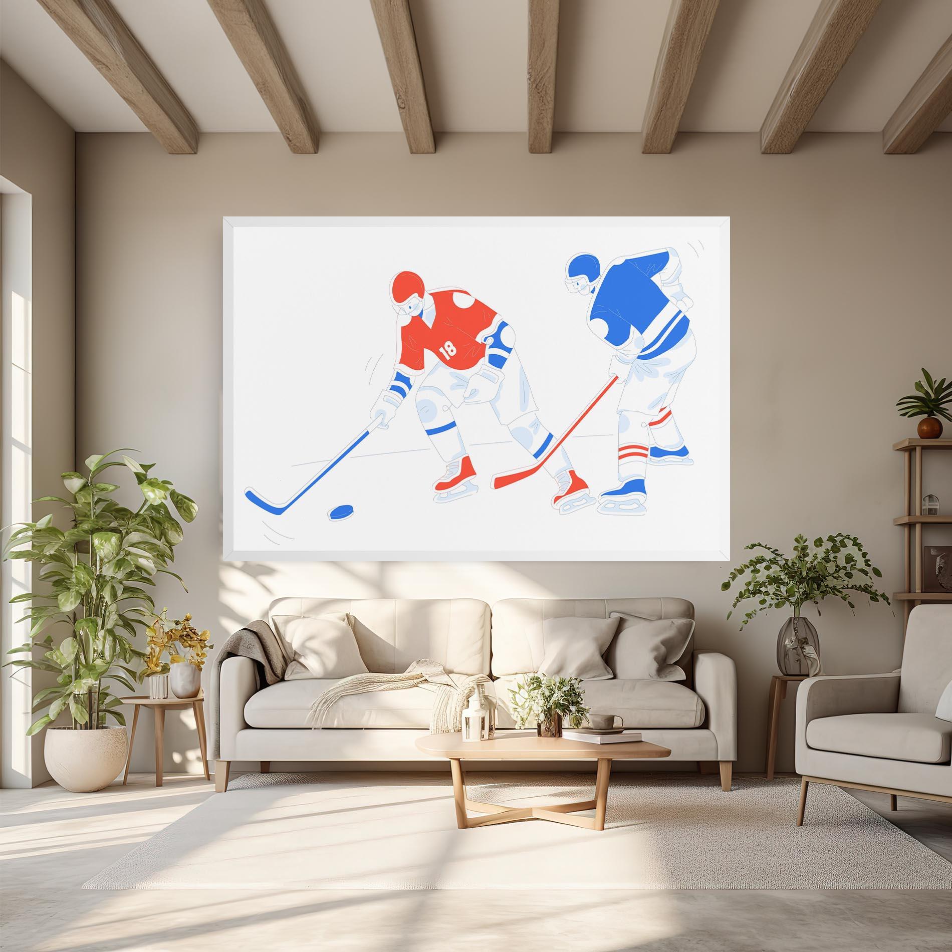 Картина на платно Orange Blue Hockey mockup 6