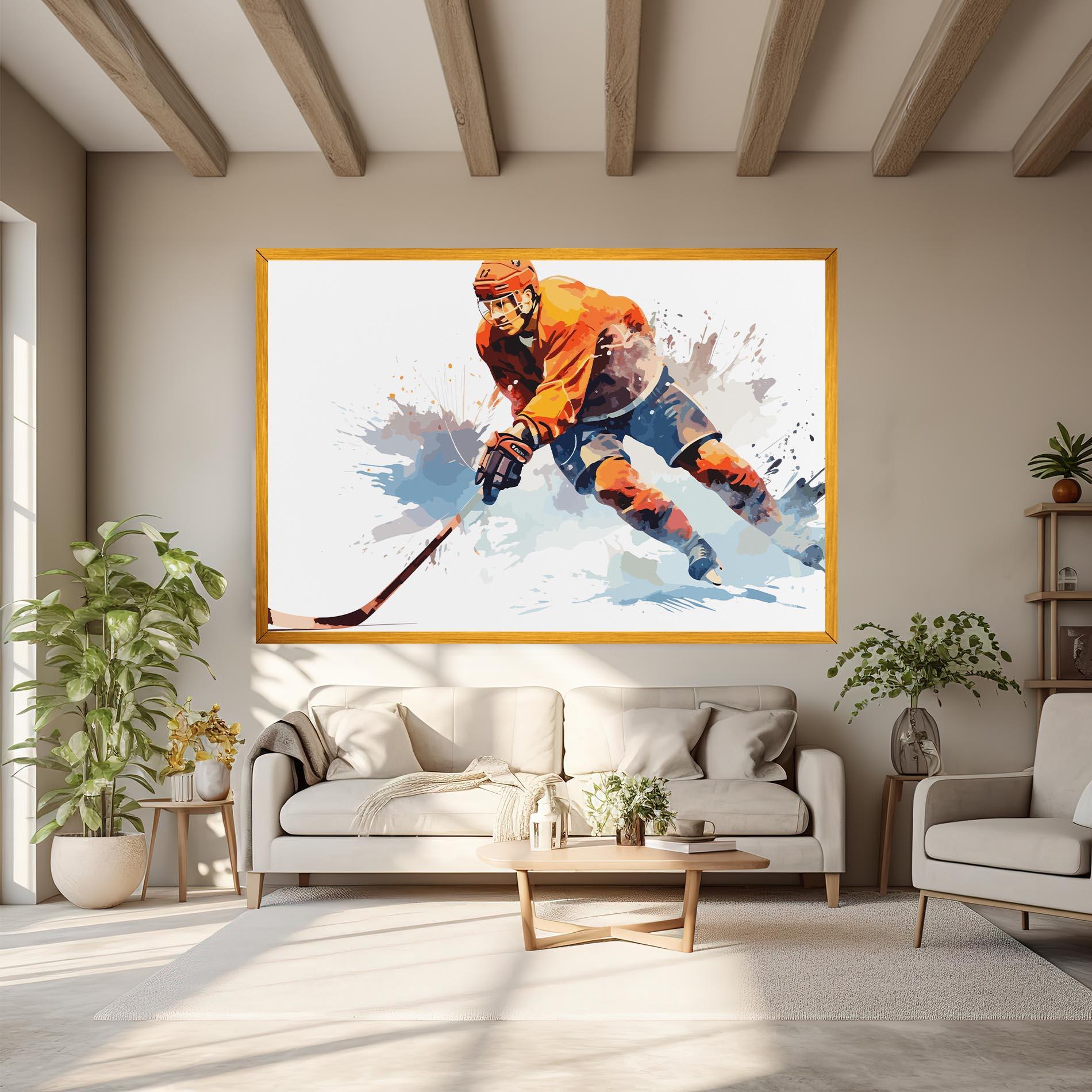 Картина на платно Orange Hockey mockup 6