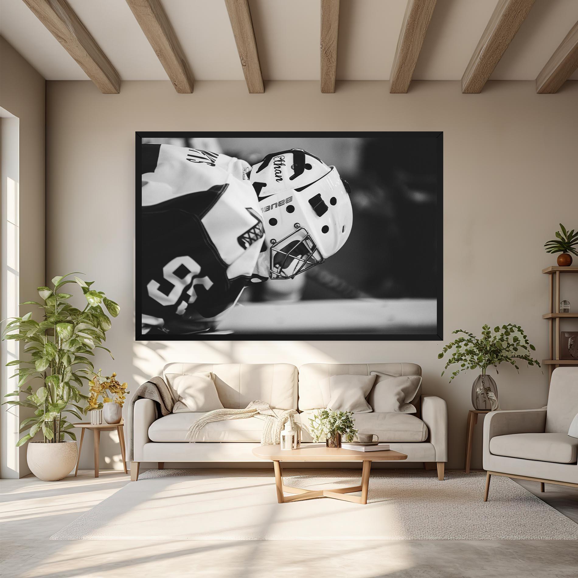 Картина на платно Black White Hockey mockup 6
