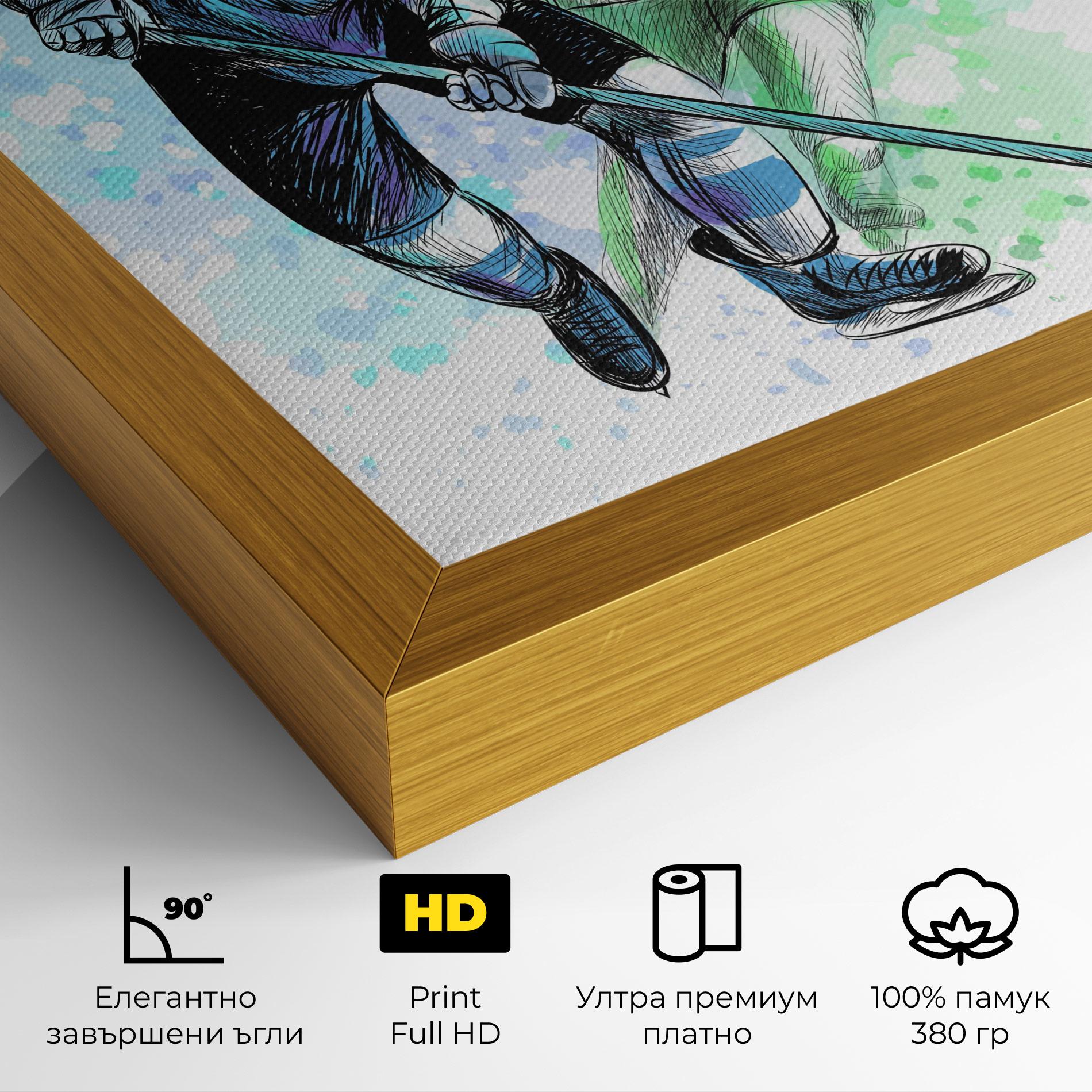 Картина на платно Green Blue Hockey mockup 4