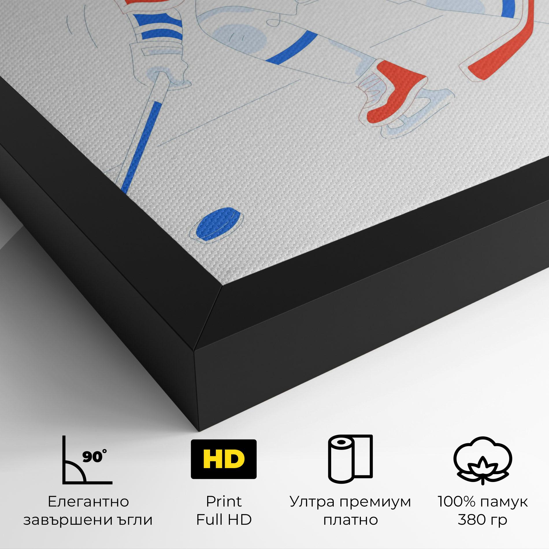 Картина на платно Orange Blue Hockey mockup 4