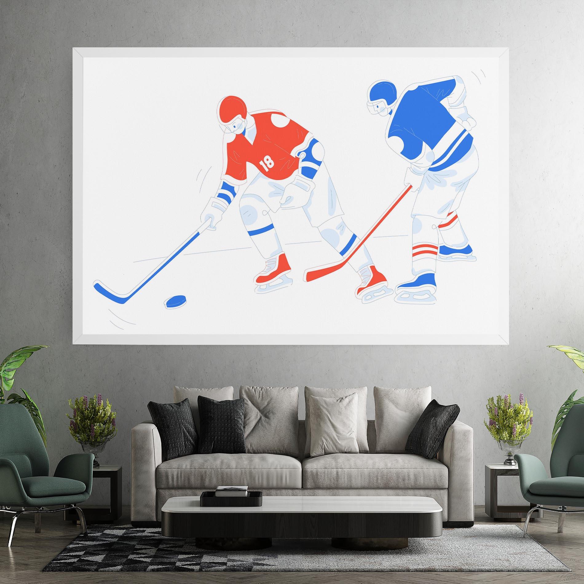 Картина на платно Orange Blue Hockey mockup 7