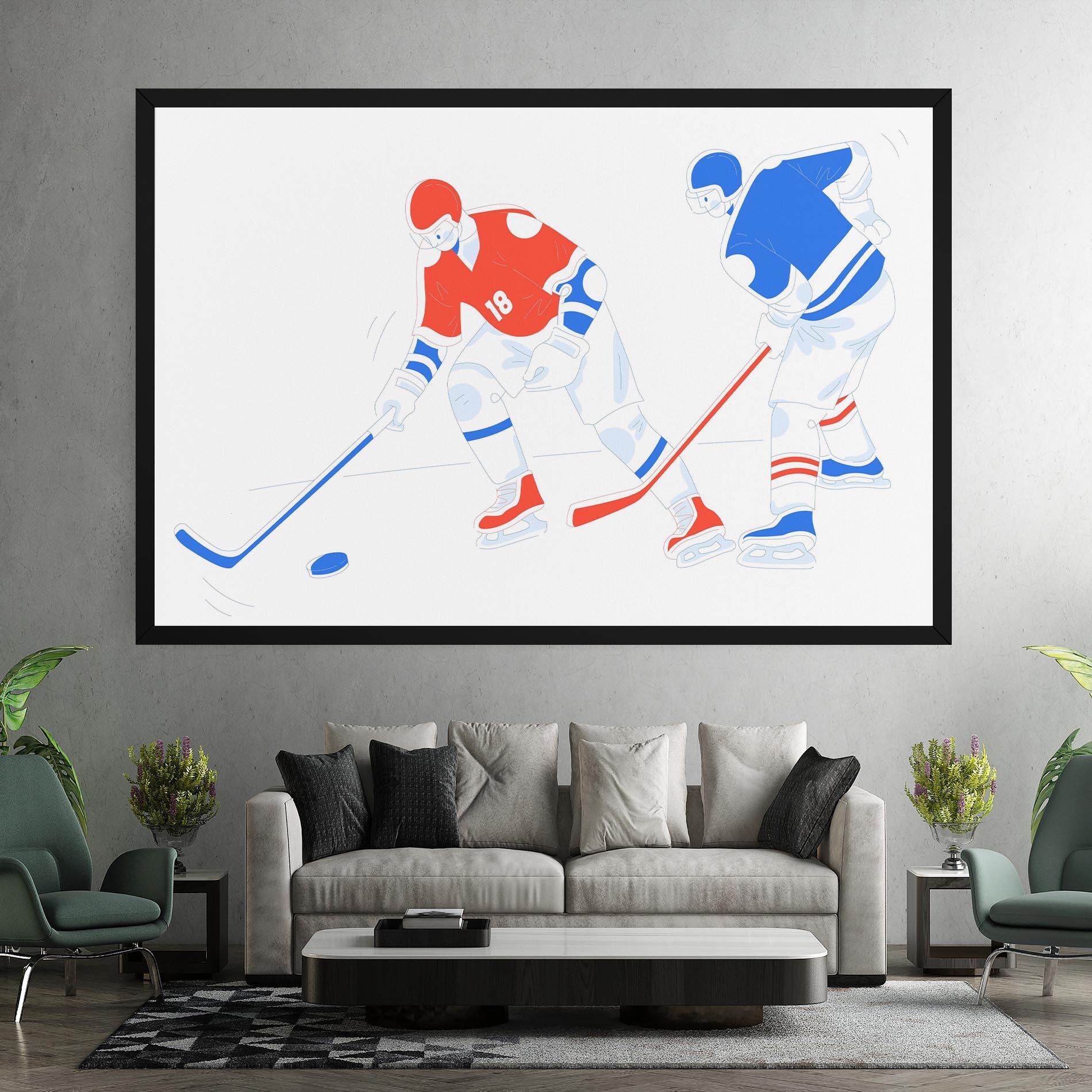 Картина на платно Orange Blue Hockey mockup 7