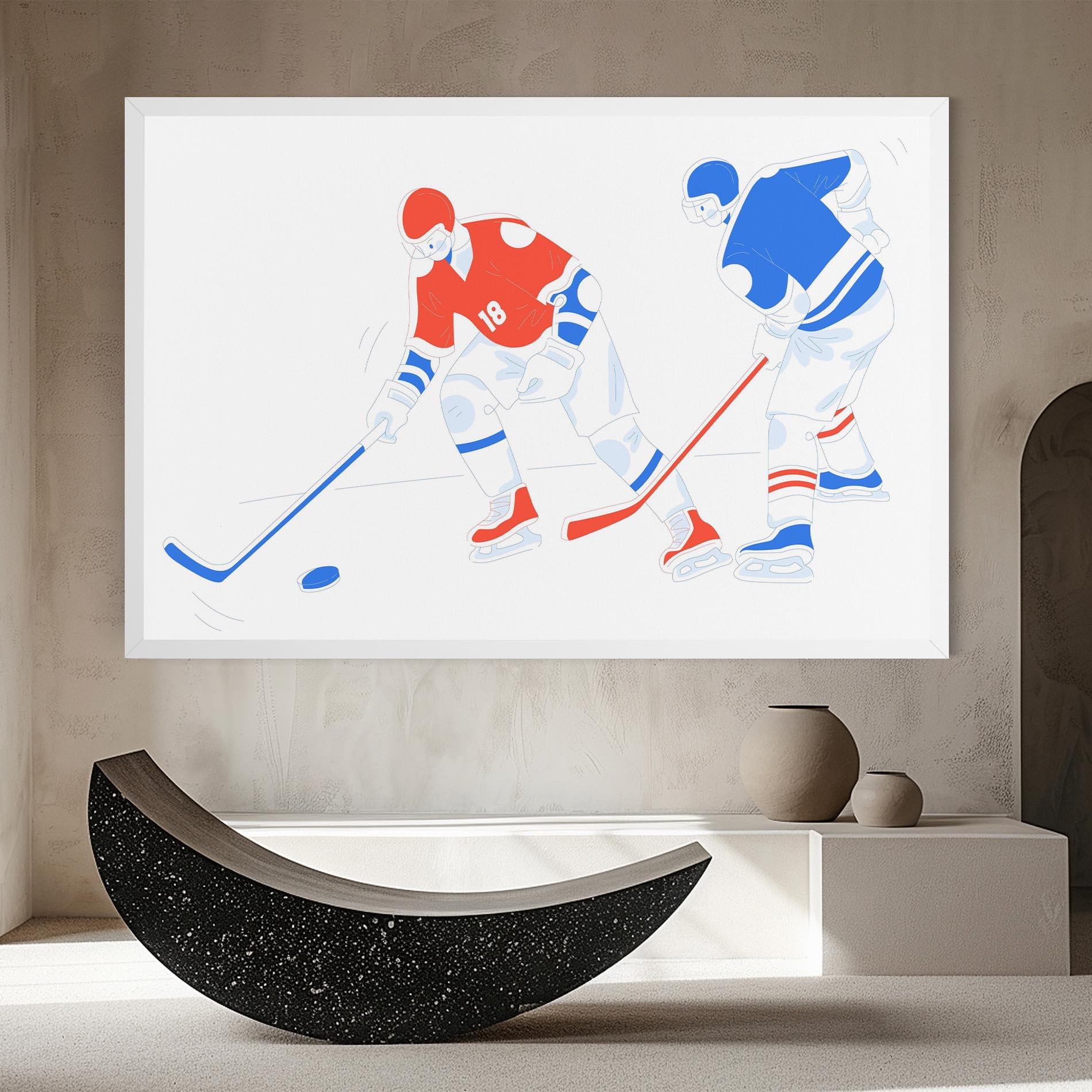 Картина на платно Orange Blue Hockey mockup 8