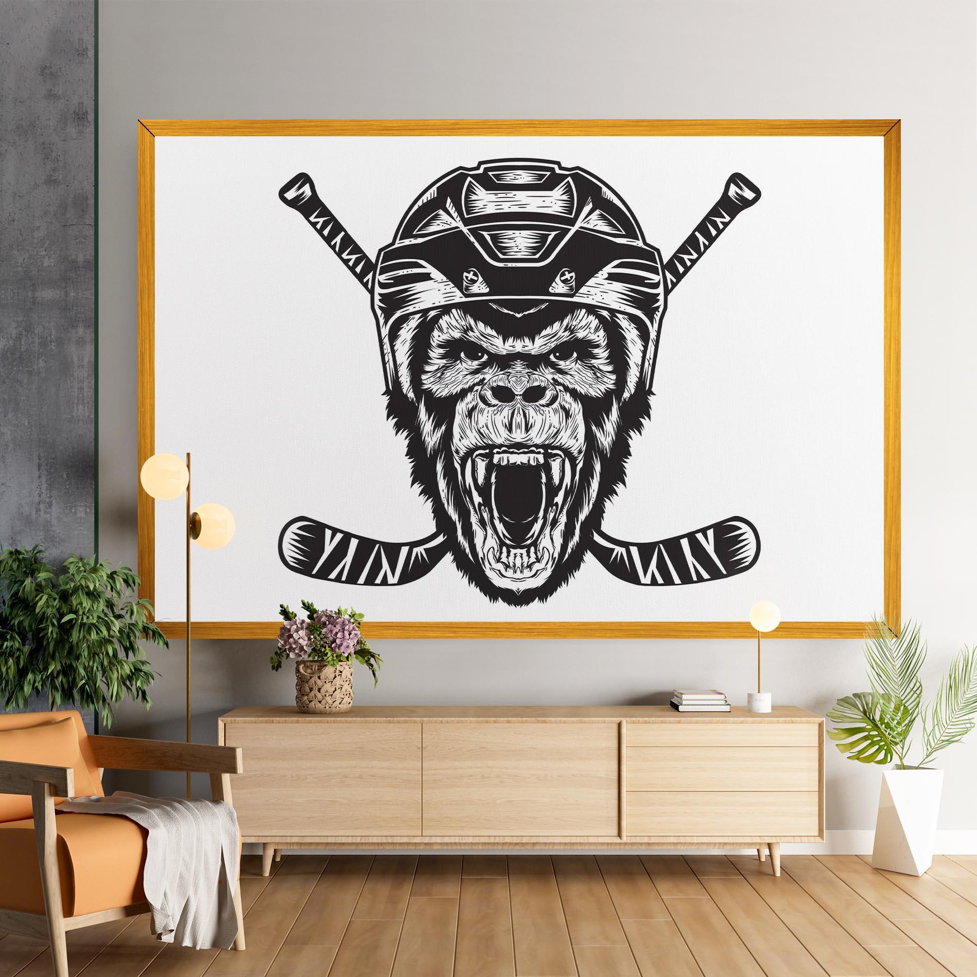 Картина на платно Monkey Hockey mockup 9