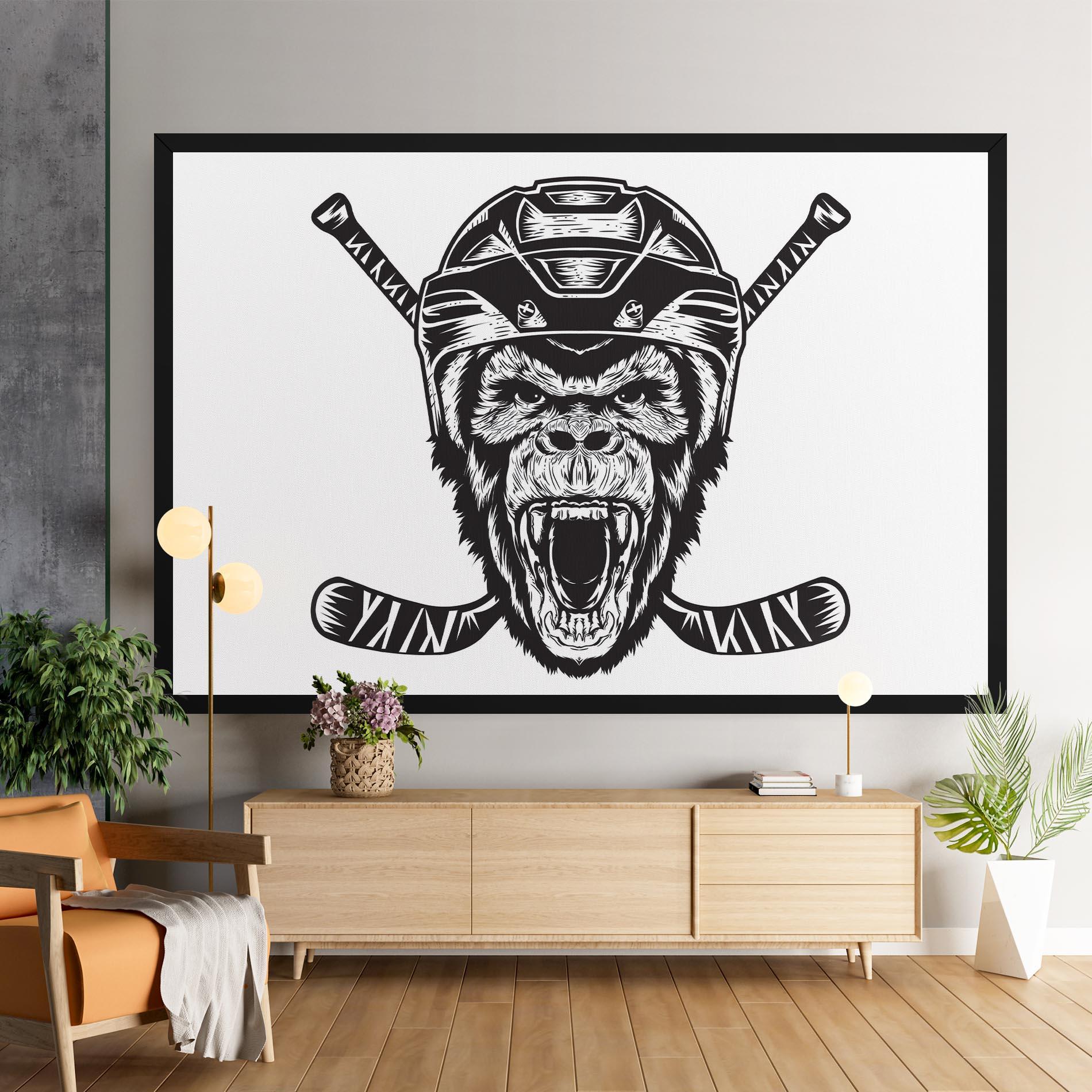 Картина на платно Monkey Hockey mockup 9
