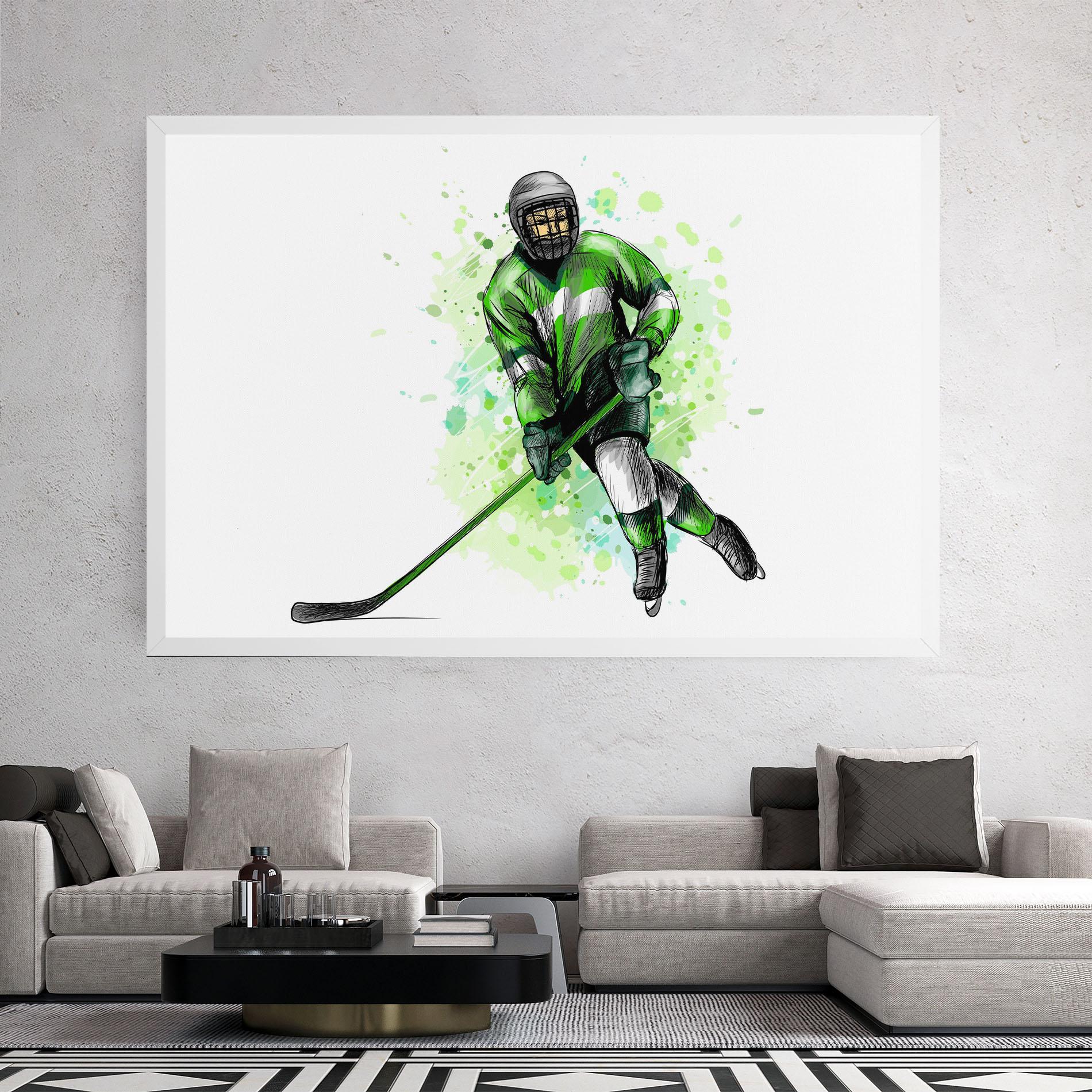 Картина на платно Green Hockey mockup 2