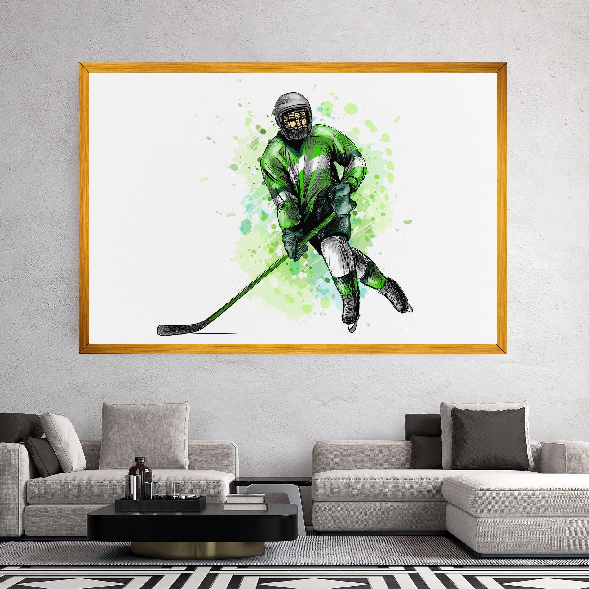 Картина на платно Green Hockey mockup 2
