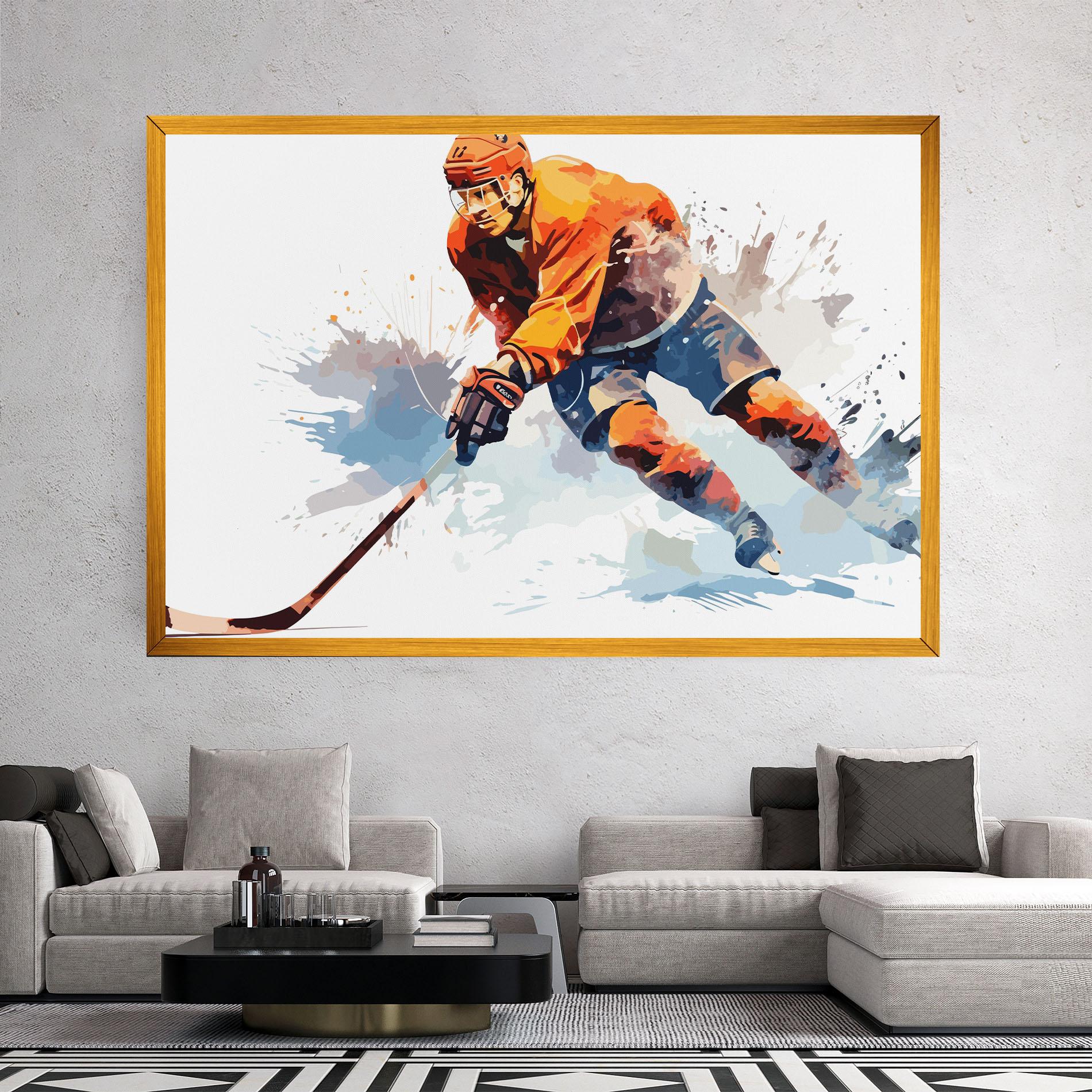Картина на платно Orange Hockey mockup 2