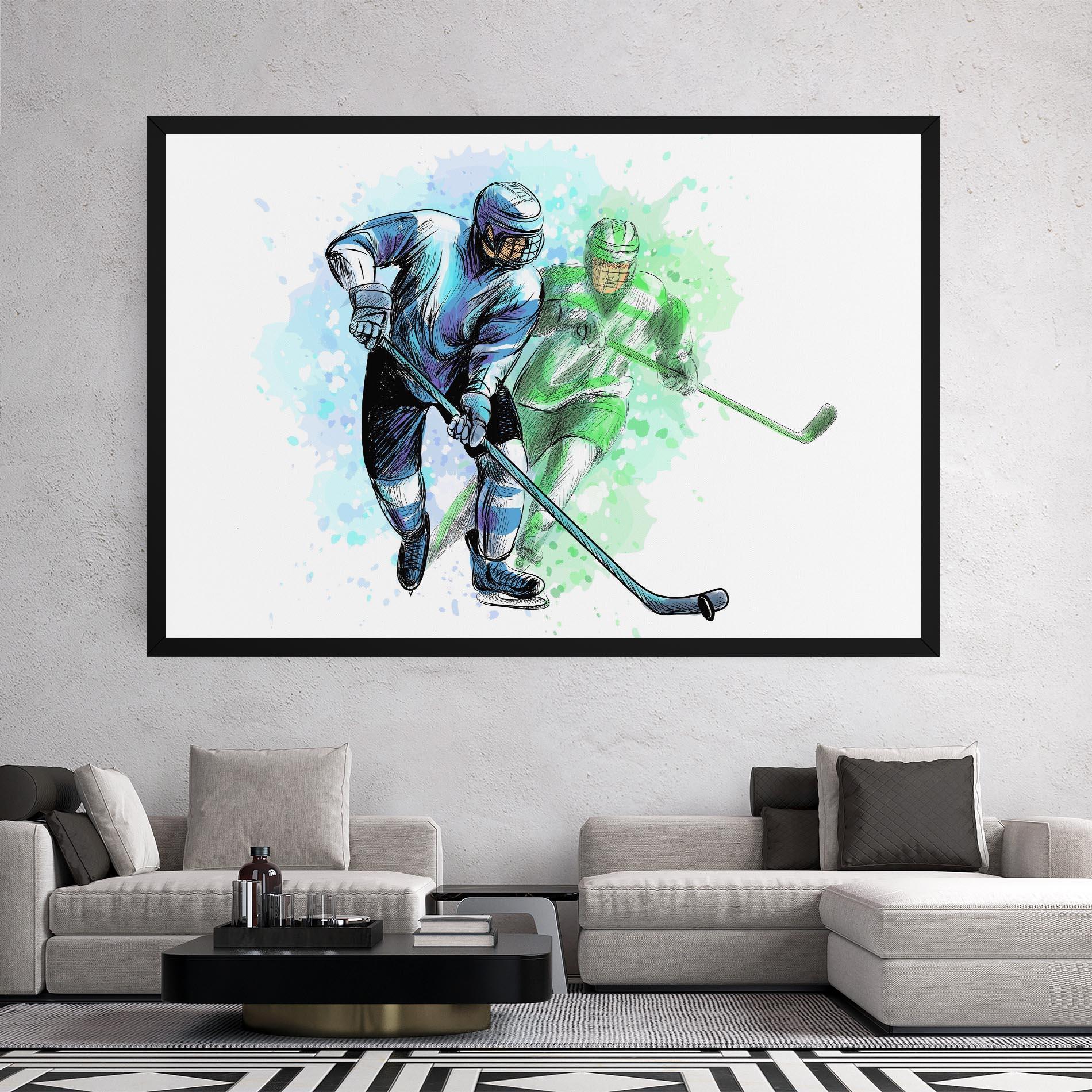 Картина на платно Green Blue Hockey mockup 2