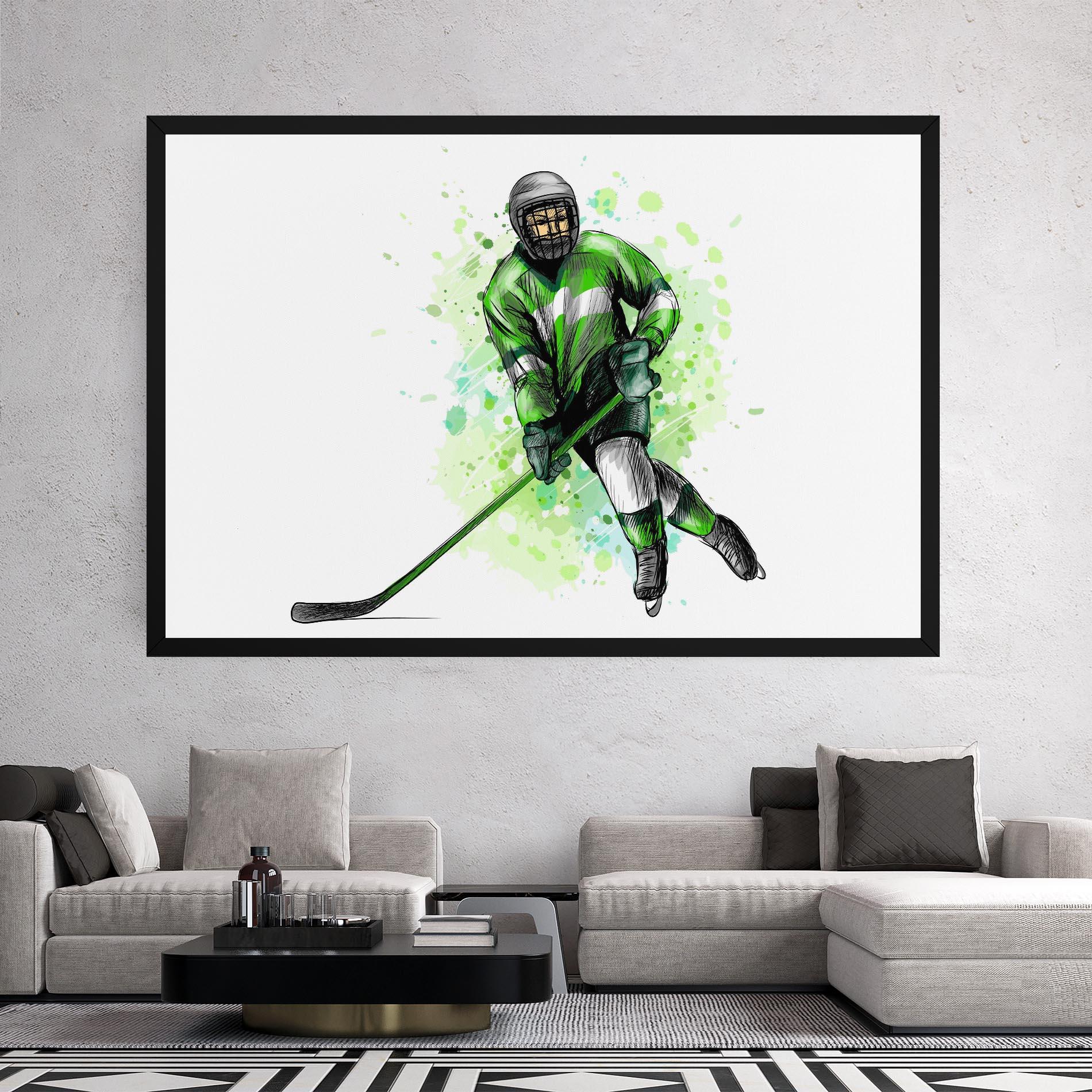 Картина на платно Green Hockey mockup 2