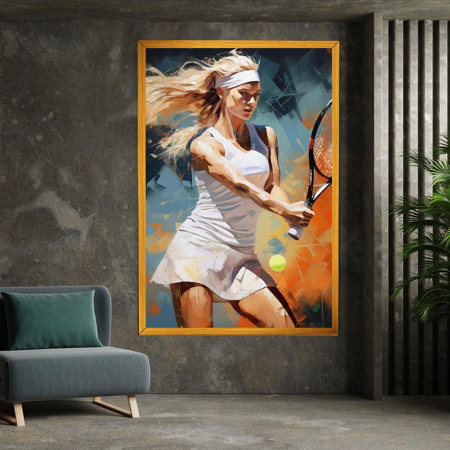 Картина на платно Blonde Tennis Girl mockup 7