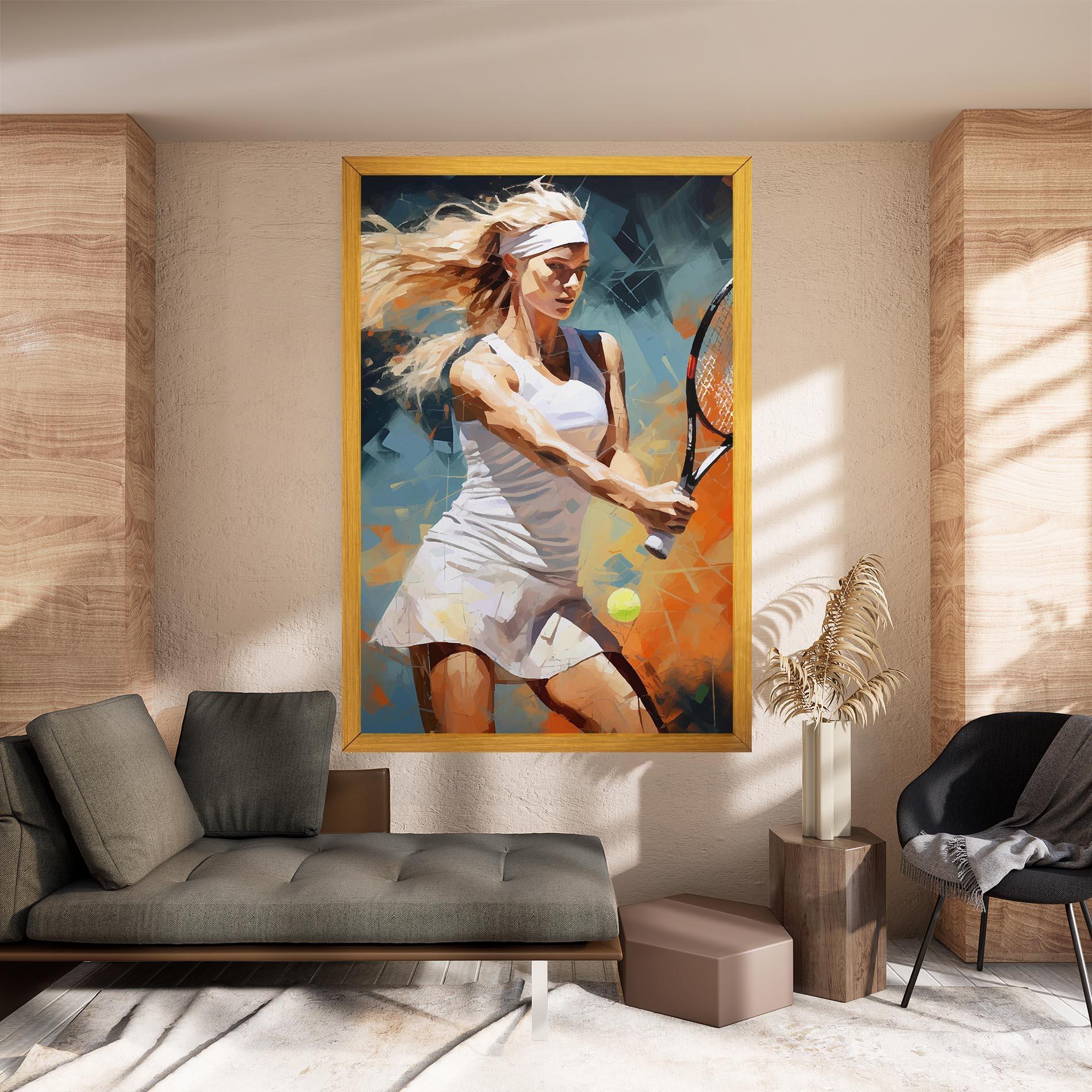 Картина на платно Blonde Tennis Girl mockup 8