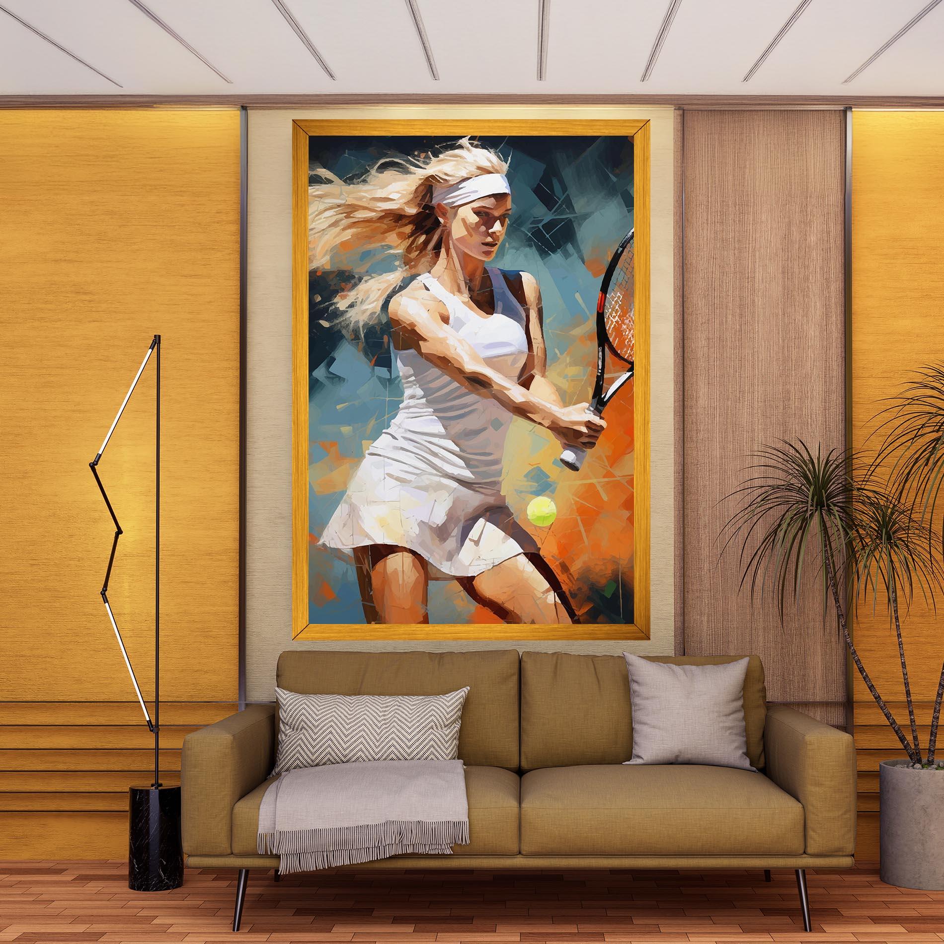 Картина на платно Blonde Tennis Girl mockup 9