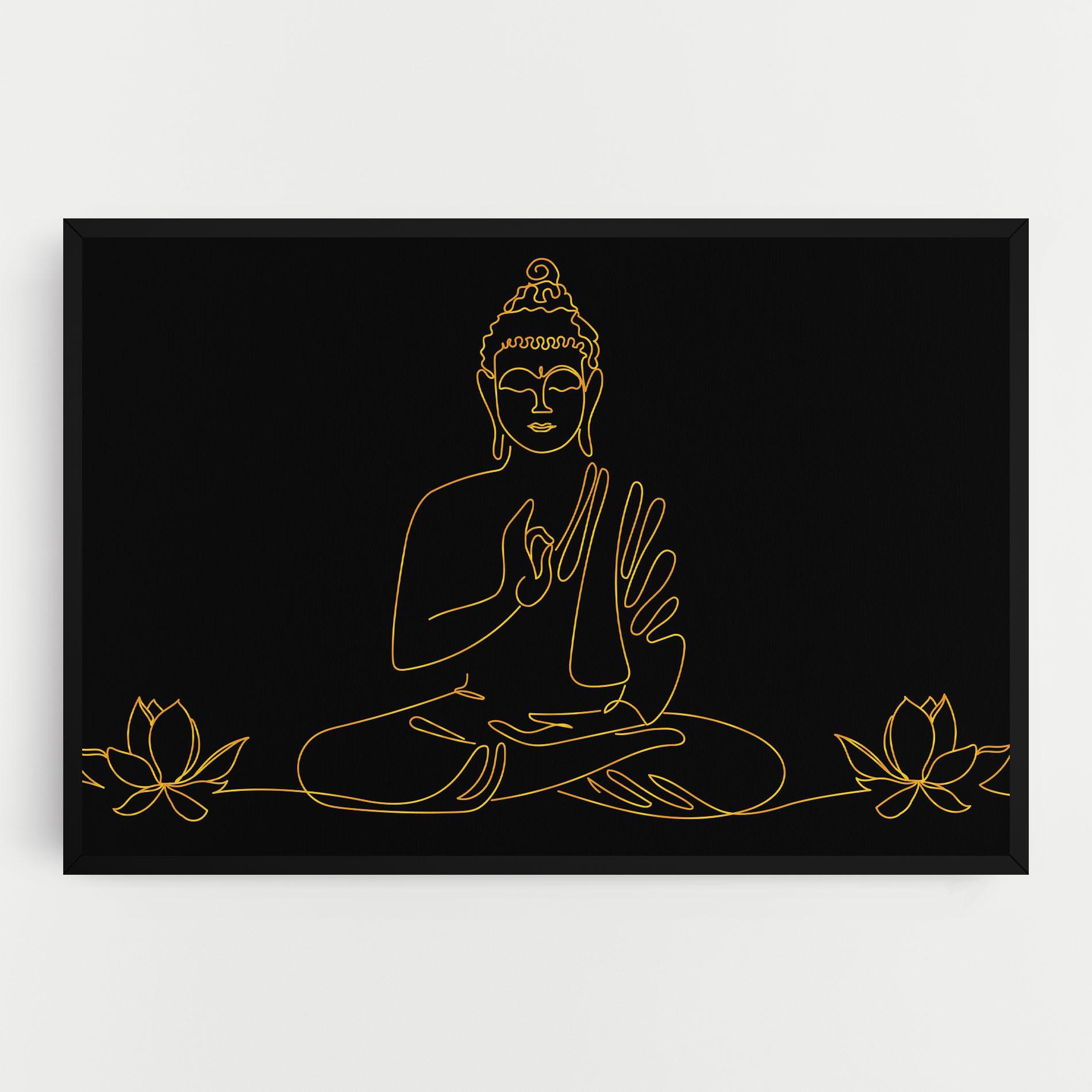 Картина на платно Buddha Gold Line mockup 0