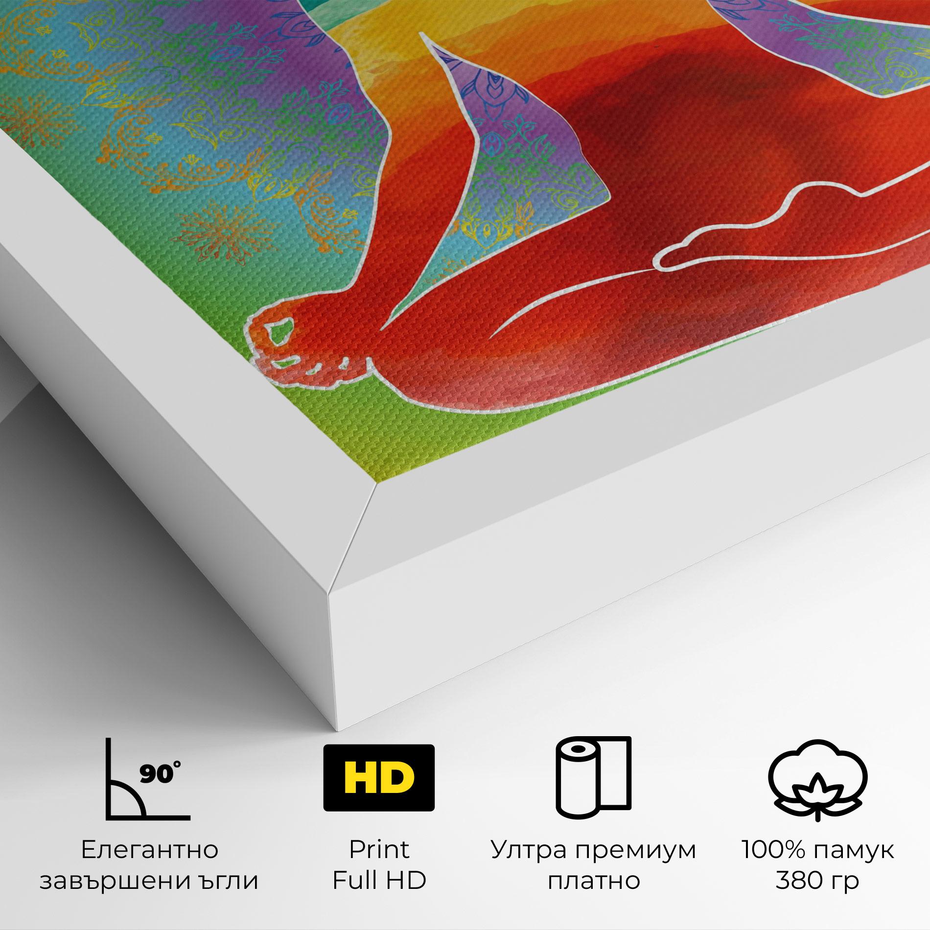Картина на платно Rainbow Yoga mockup 4