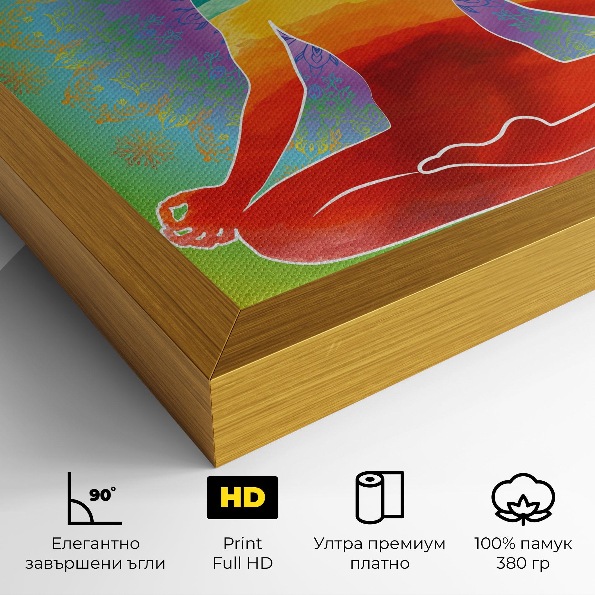 Картина на платно Rainbow Yoga mockup 4