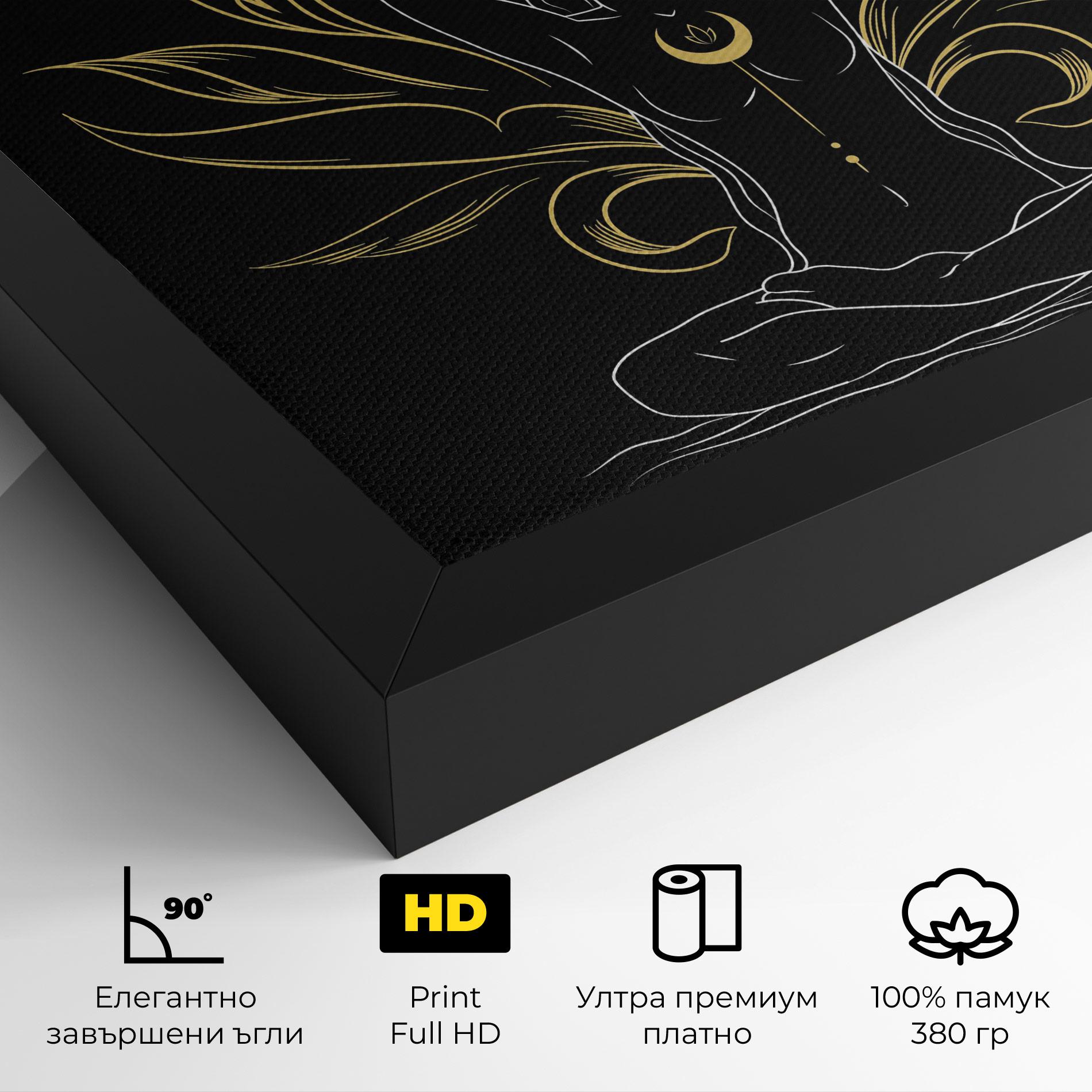 Картина на платно Gold Yoga Pose mockup 4