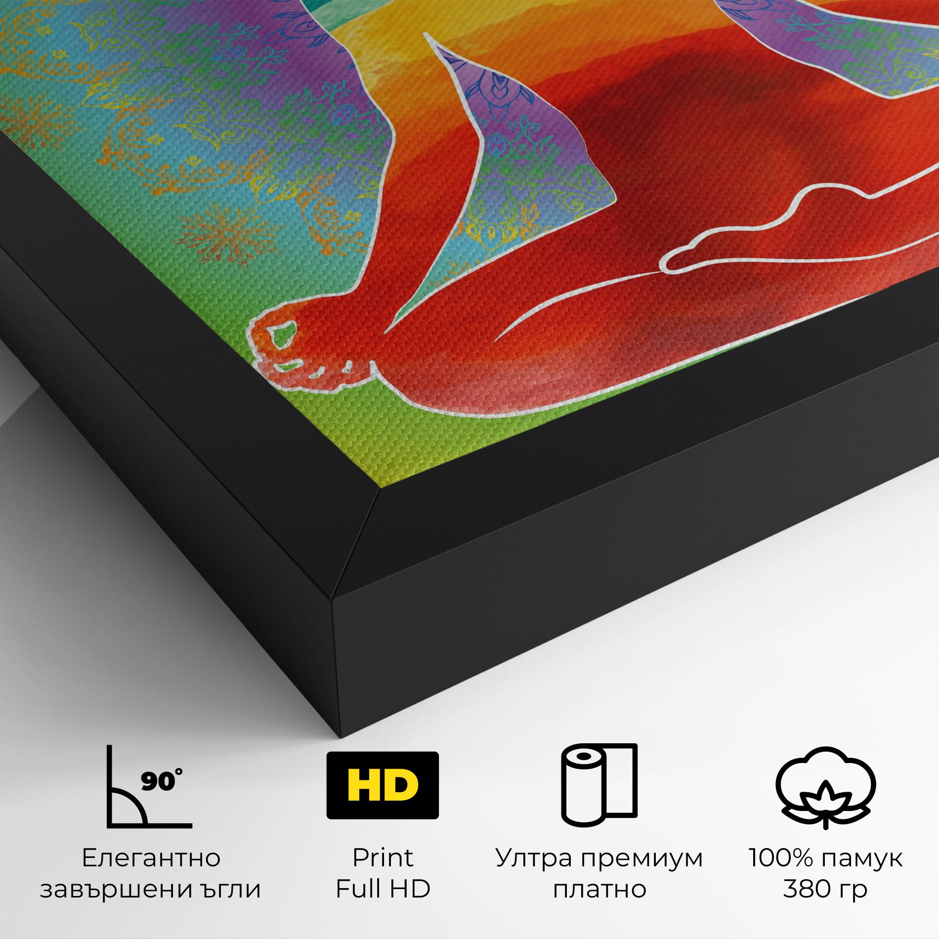 Картина на платно Rainbow Yoga mockup 4