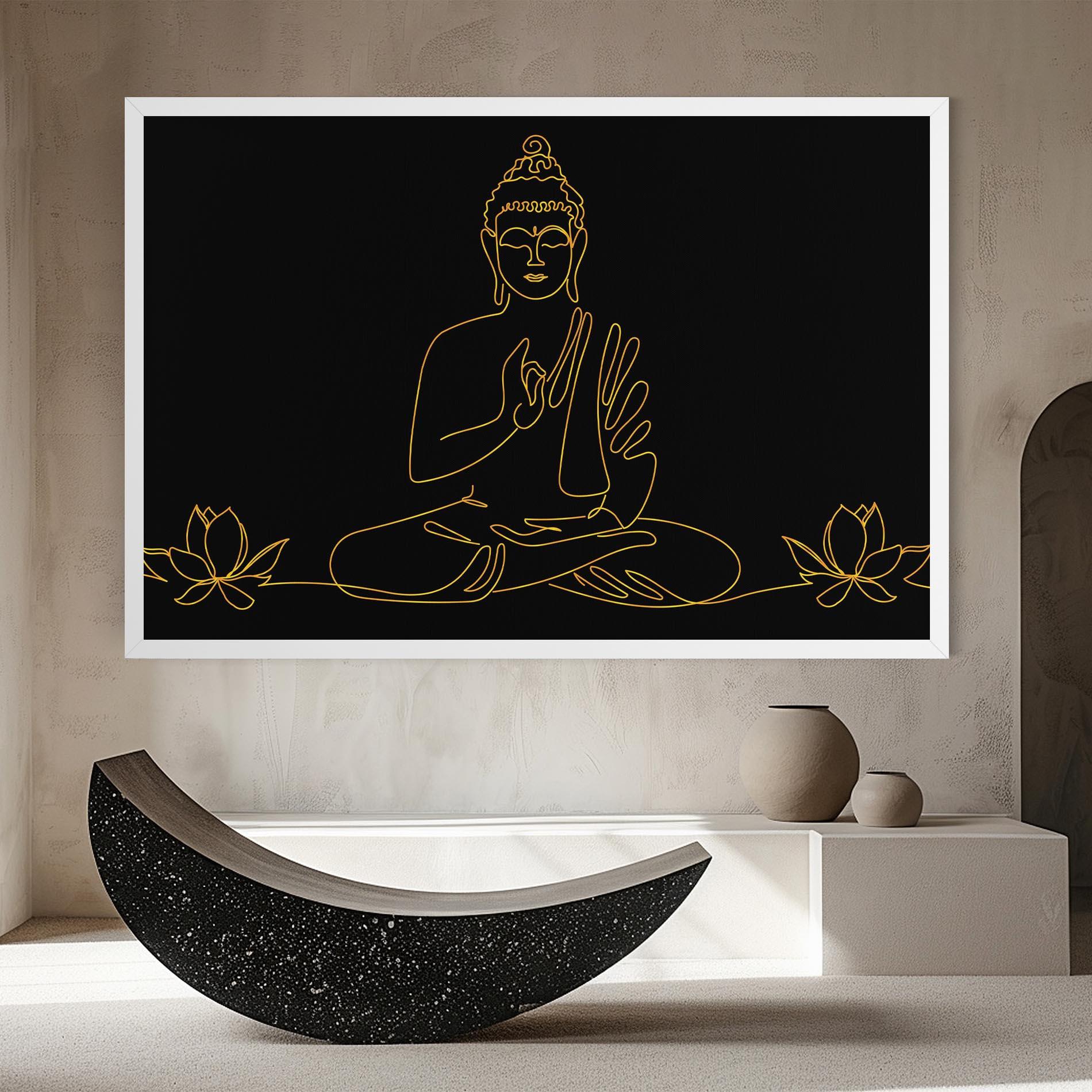 Картина на платно Buddha Gold Line mockup 8