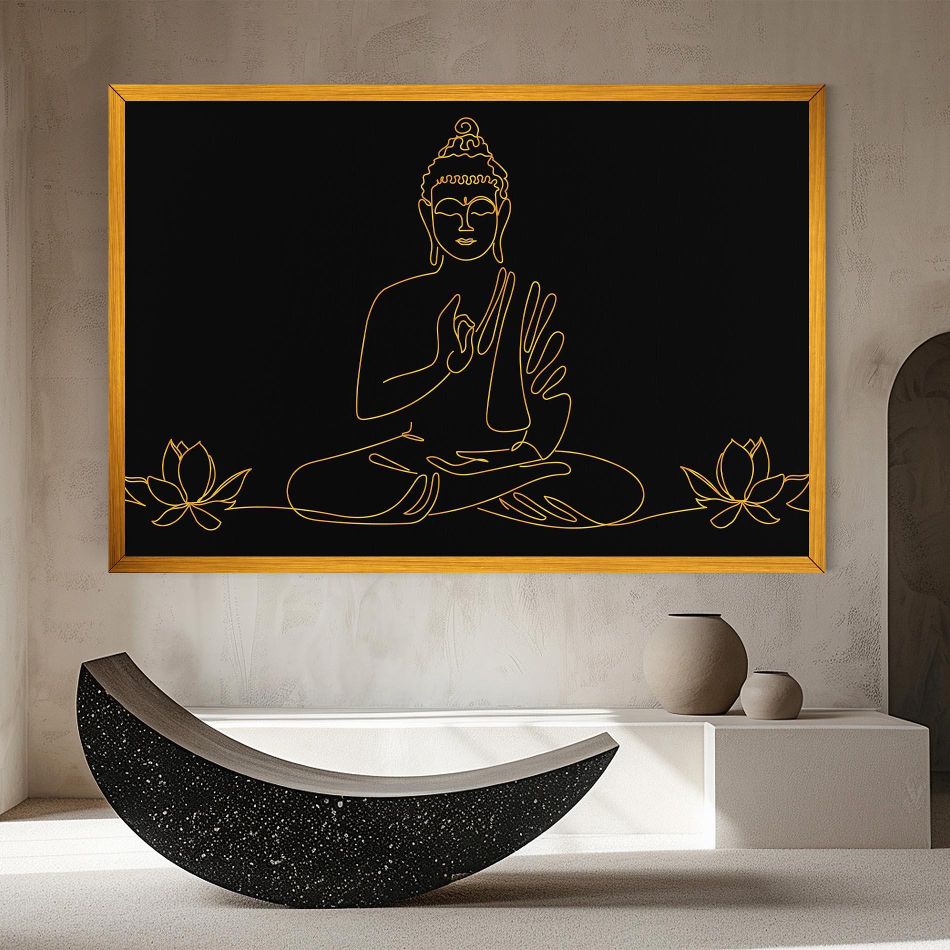 Картина на платно Buddha Gold Line mockup 8