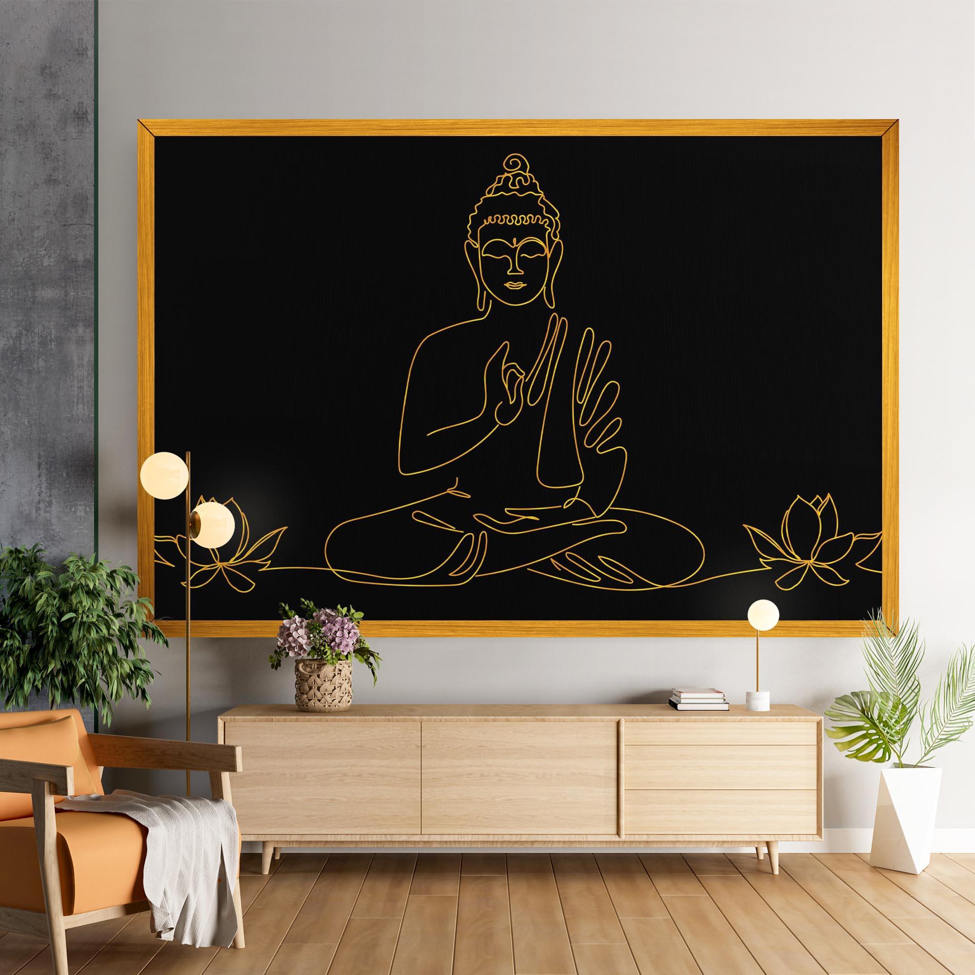 Картина на платно Buddha Gold Line mockup 9