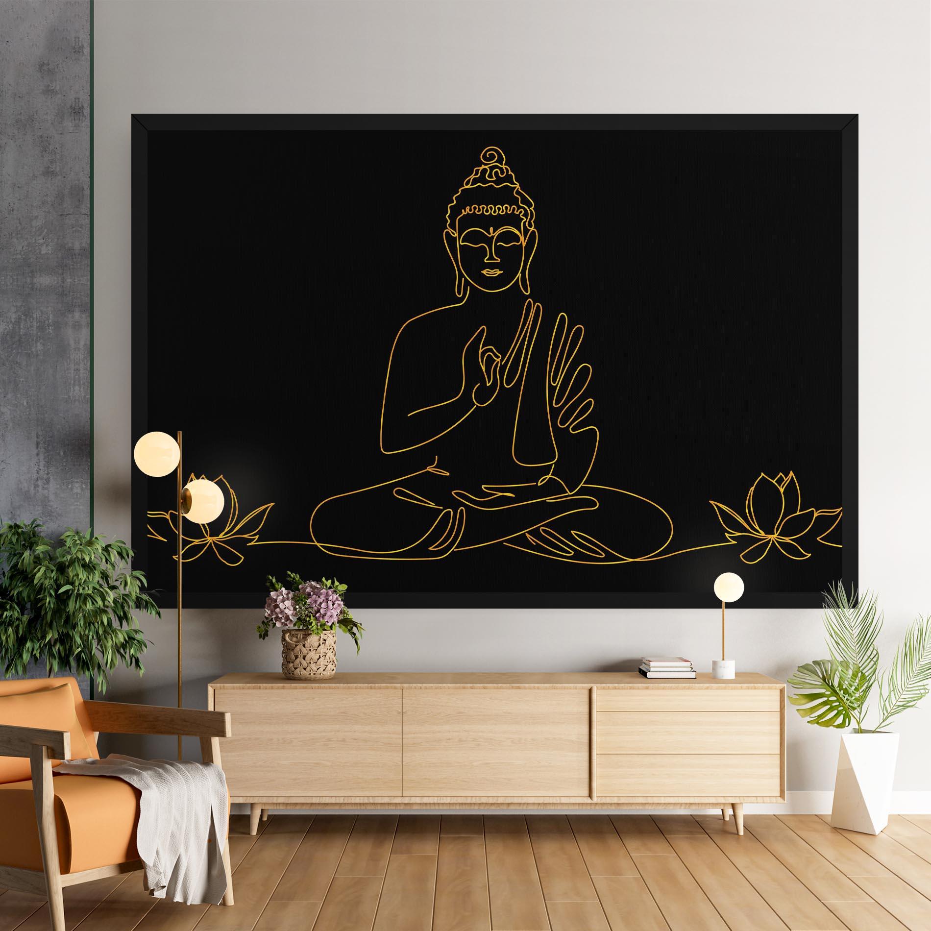 Картина на платно Buddha Gold Line mockup 9