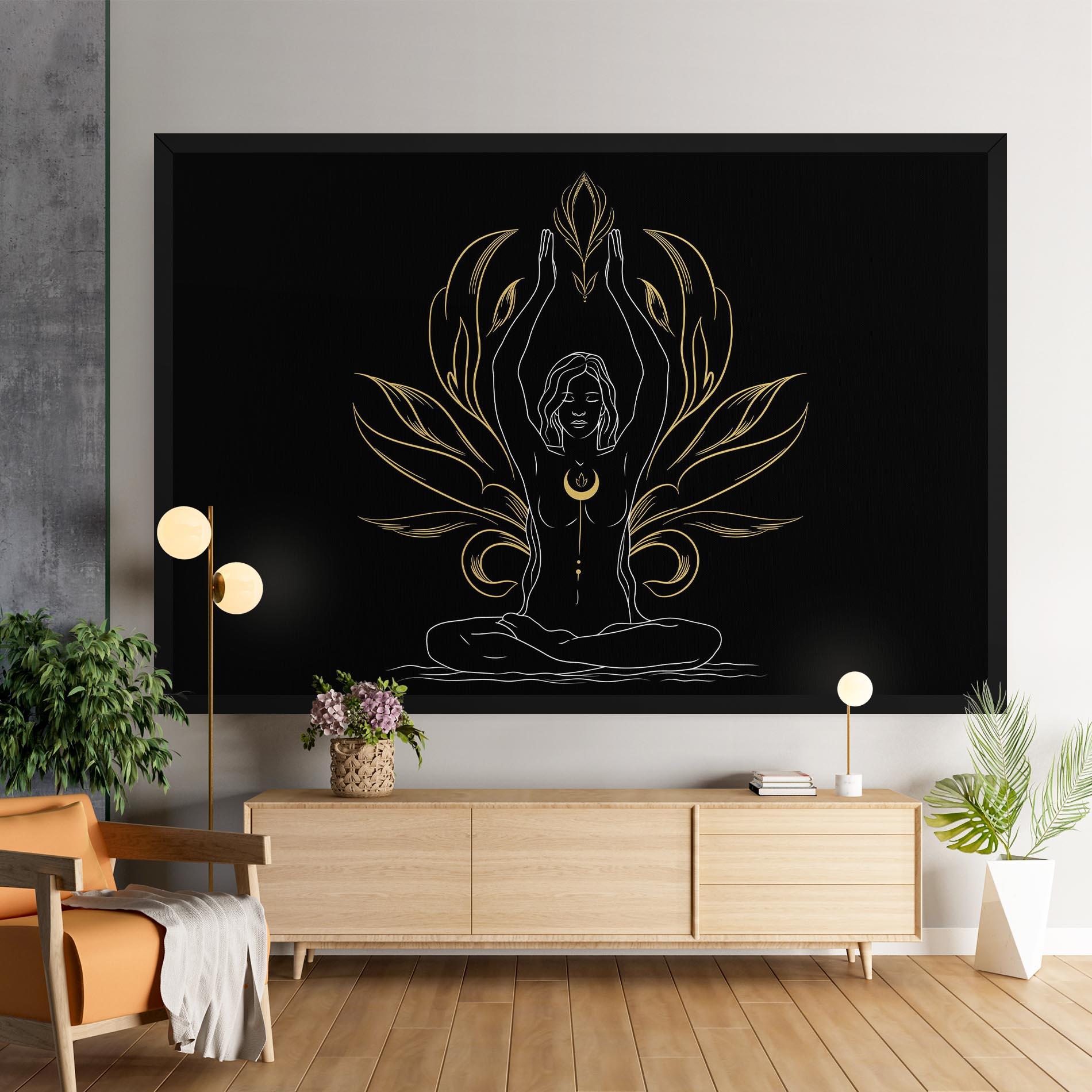 Картина на платно Gold Yoga Pose mockup 9