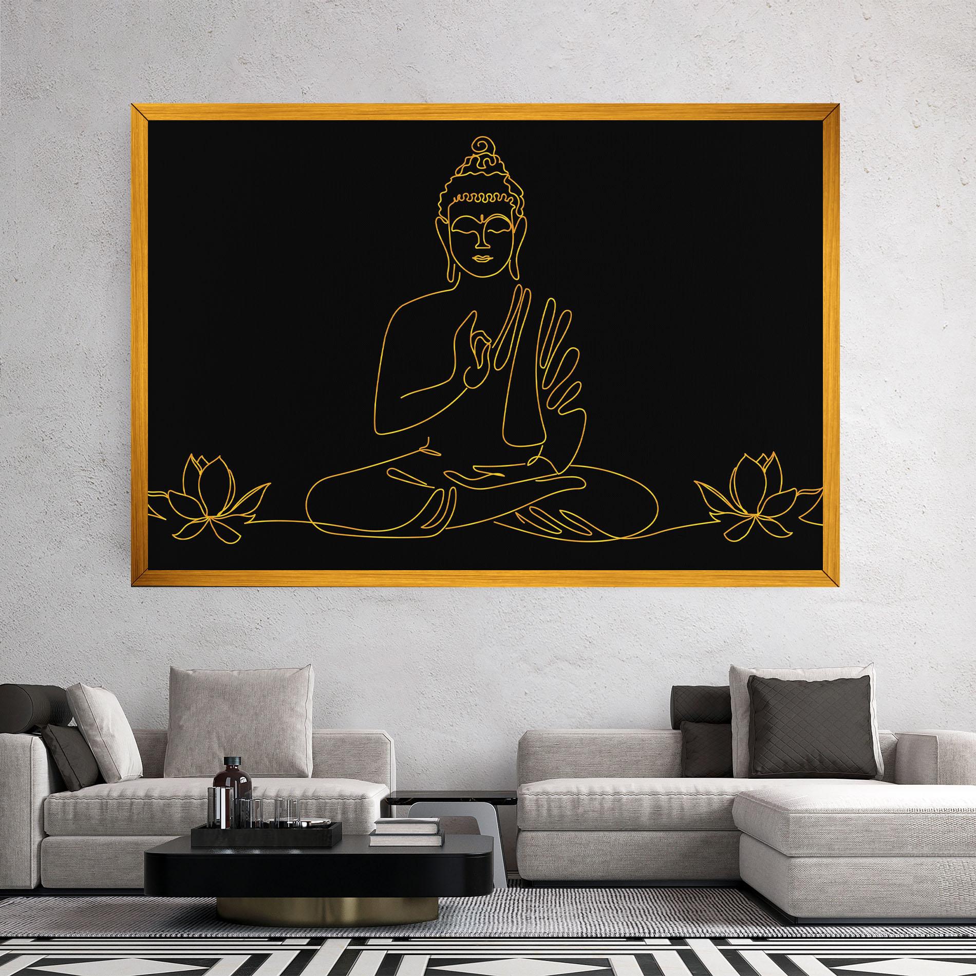 Картина на платно Buddha Gold Line mockup 2