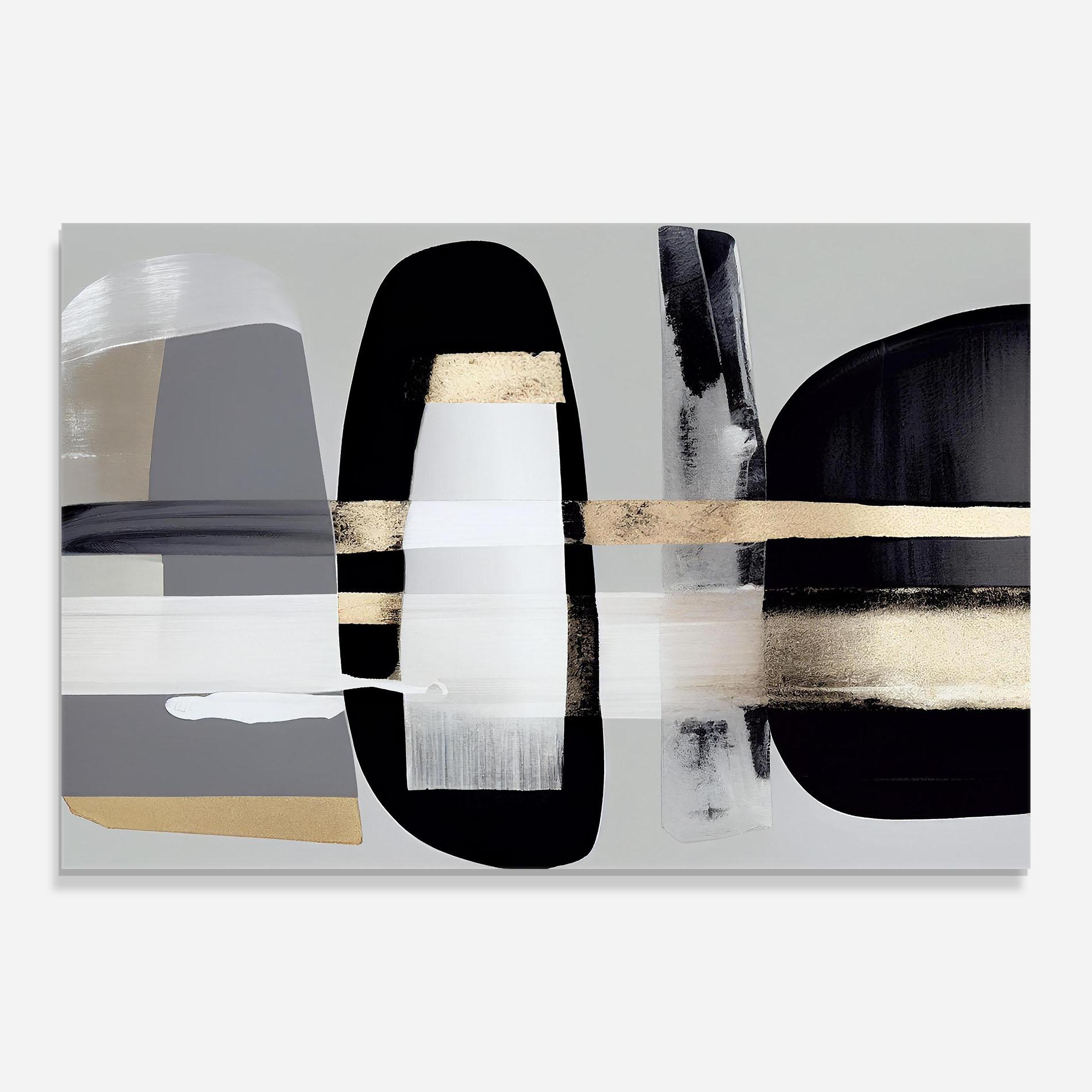 Стъклена картина Abstract Gold Painting With Black mockup 0