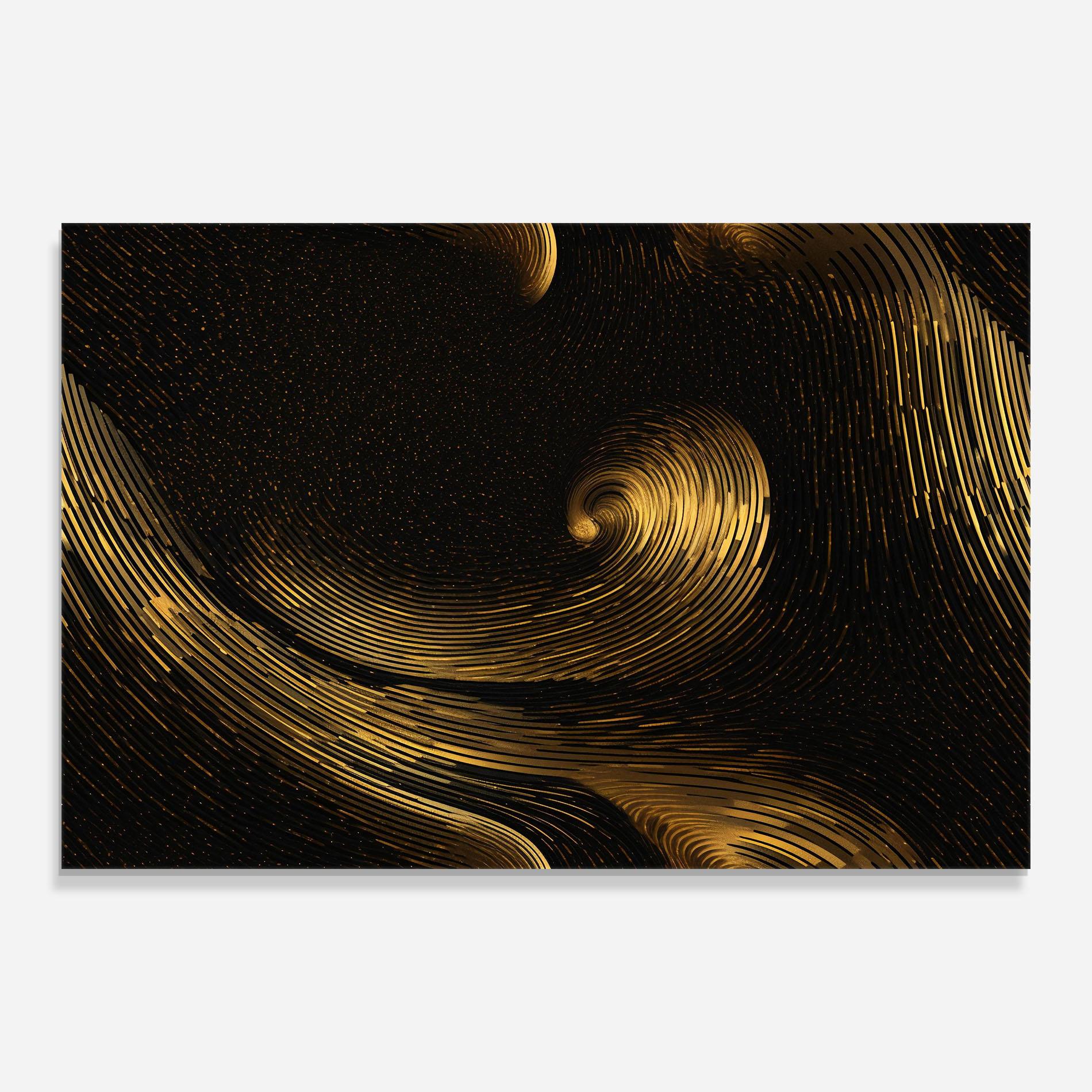 Стъклена картина Black Painting With Gold mockup 0
