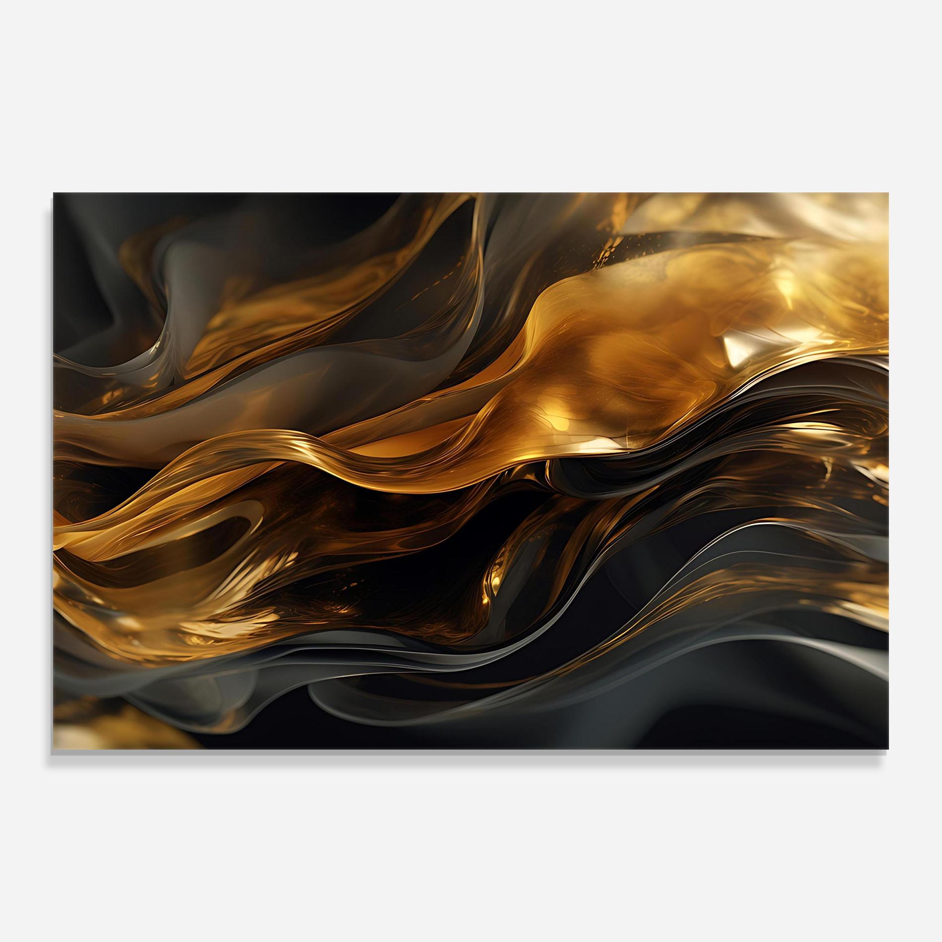 Стъклена картина Gold With Black Wave mockup 0