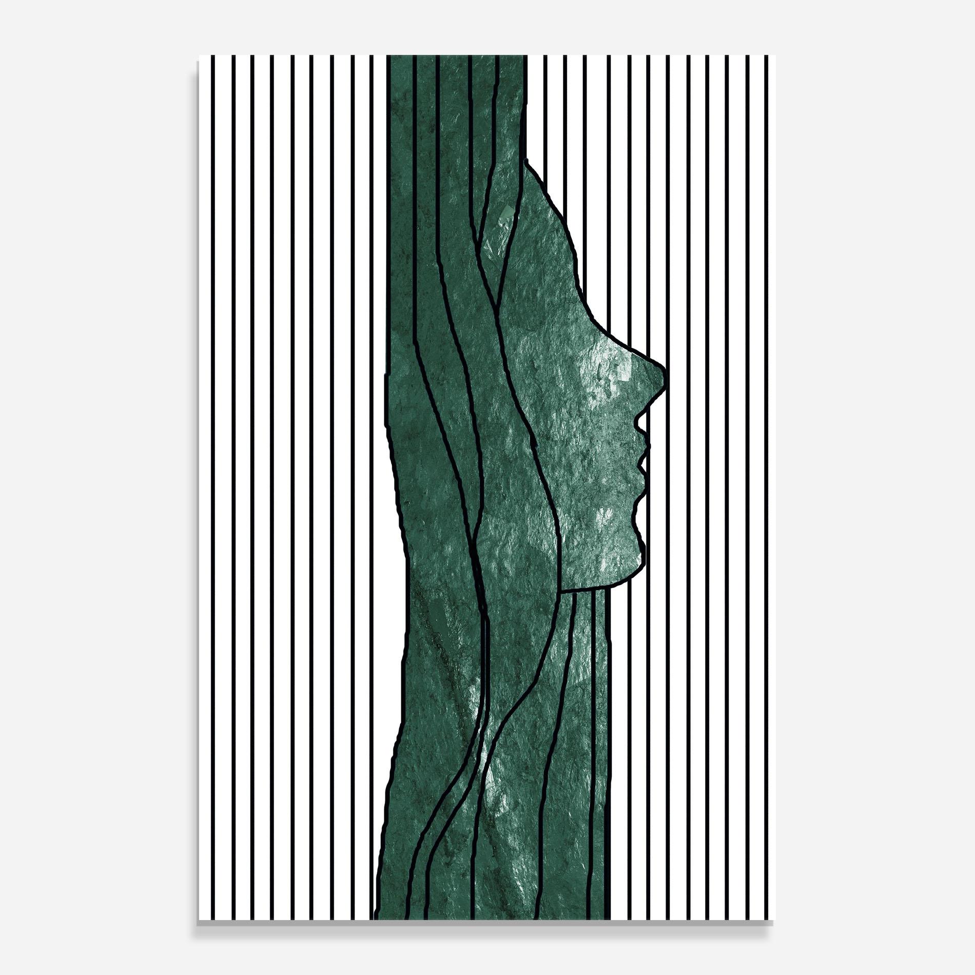 Стъклена картина Abstract Green Face mockup 0