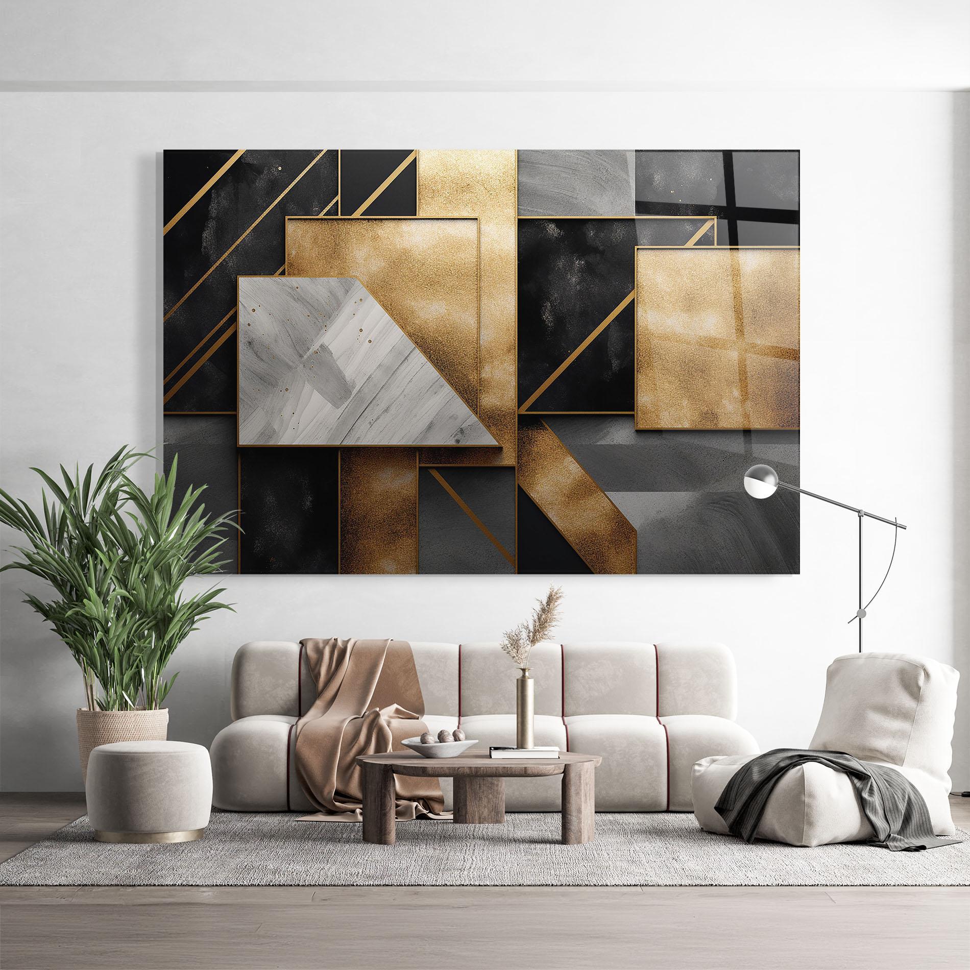 Стъклена картина Abstract Gold Square mockup 9