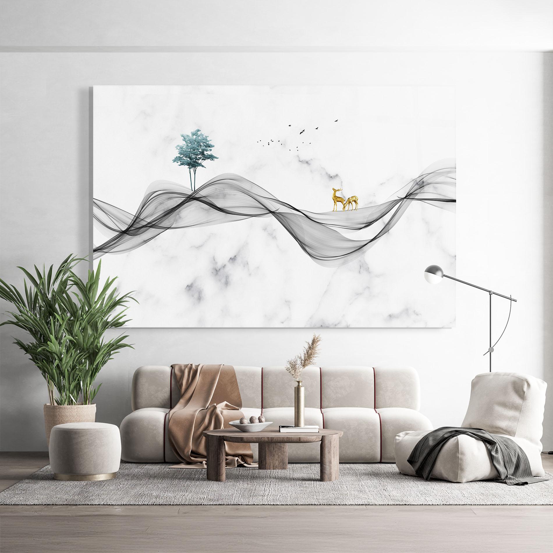 Стъклена картина Abstract Golden Landscape 1 mockup 9