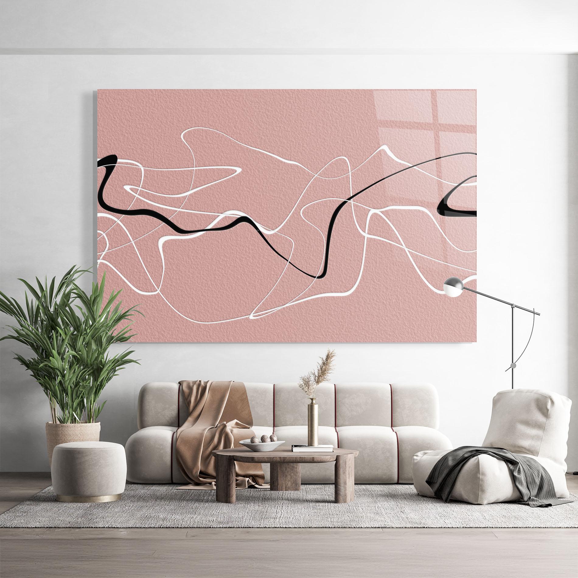 Стъклена картина Abstract Pink Painting mockup 9