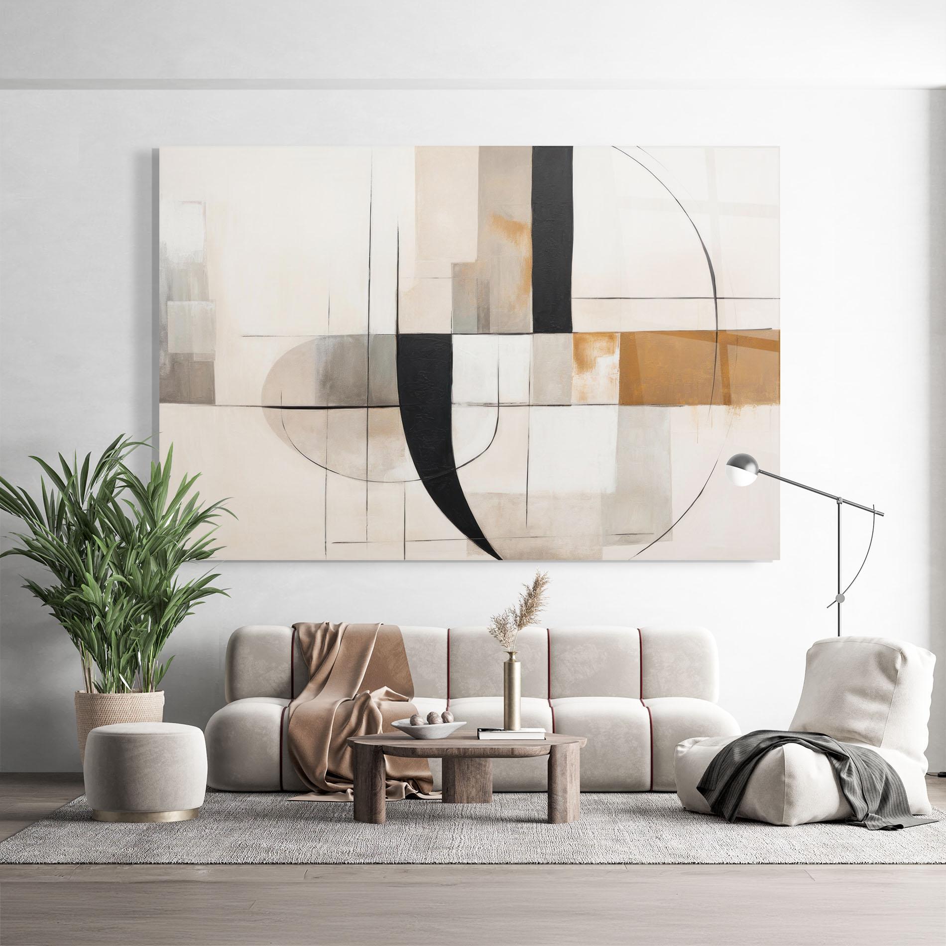 Стъклена картина Black Abstract Lines mockup 9